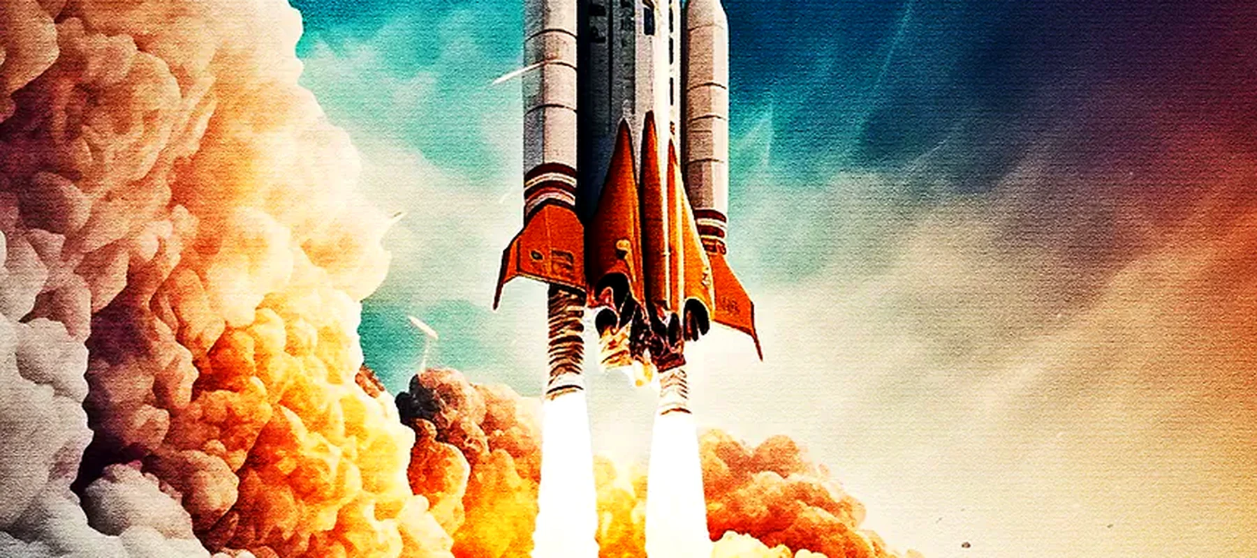 Rocket launch future RGB Desk Mat full-width design preview