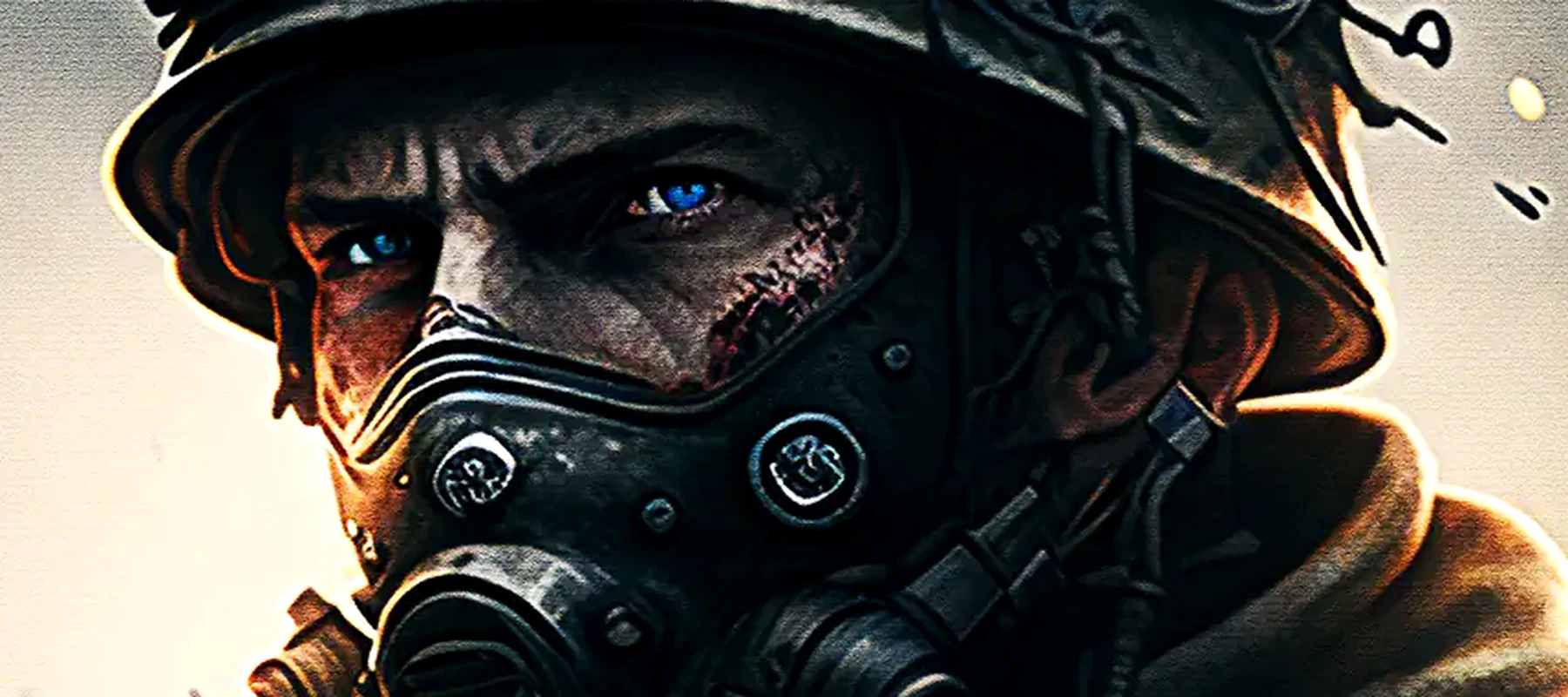 Portrait of a war soldier RGB Desk Mat full-width design preview