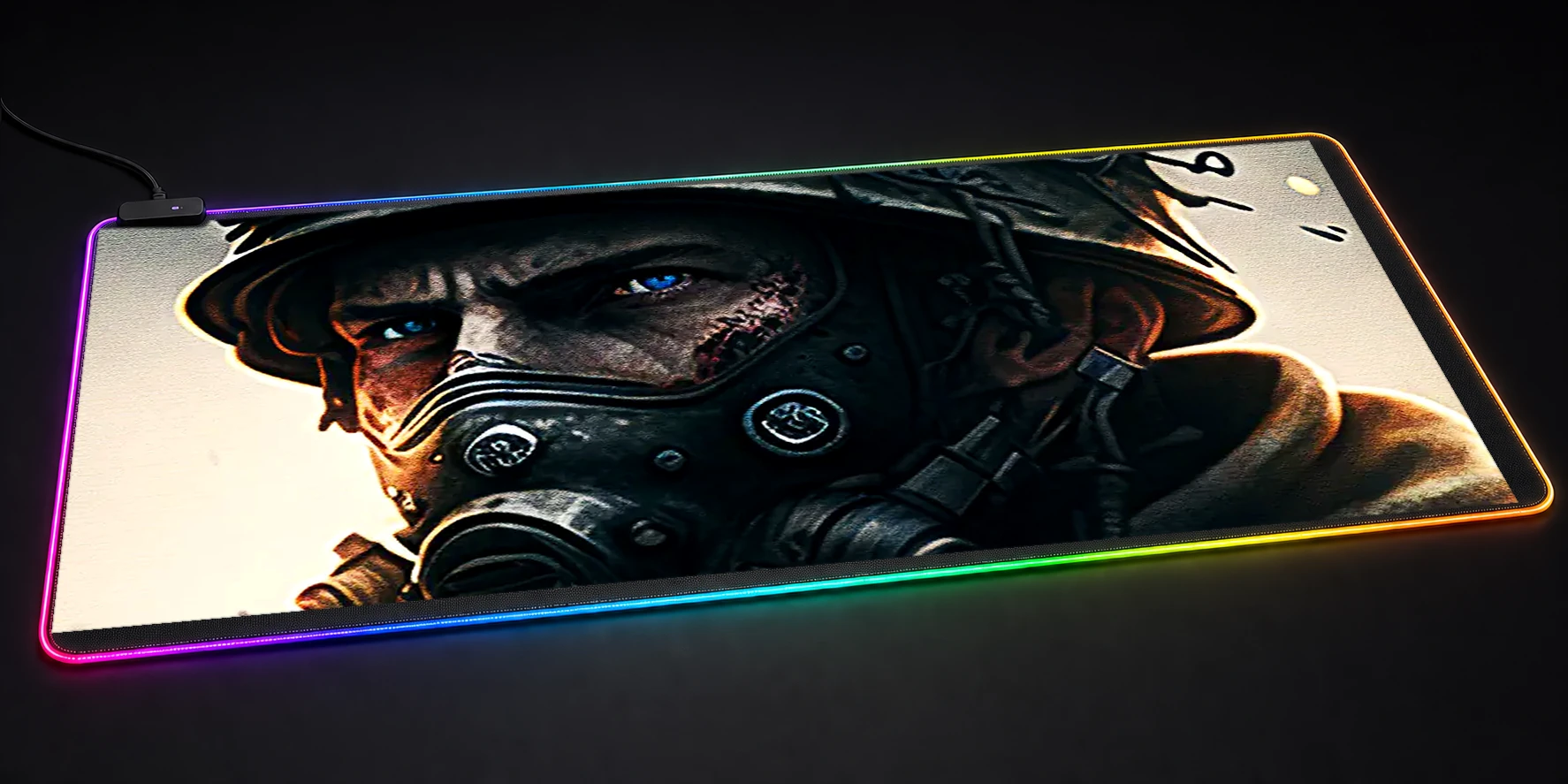 Portrait of a war soldier RGB Desk Mat RGB desk mat