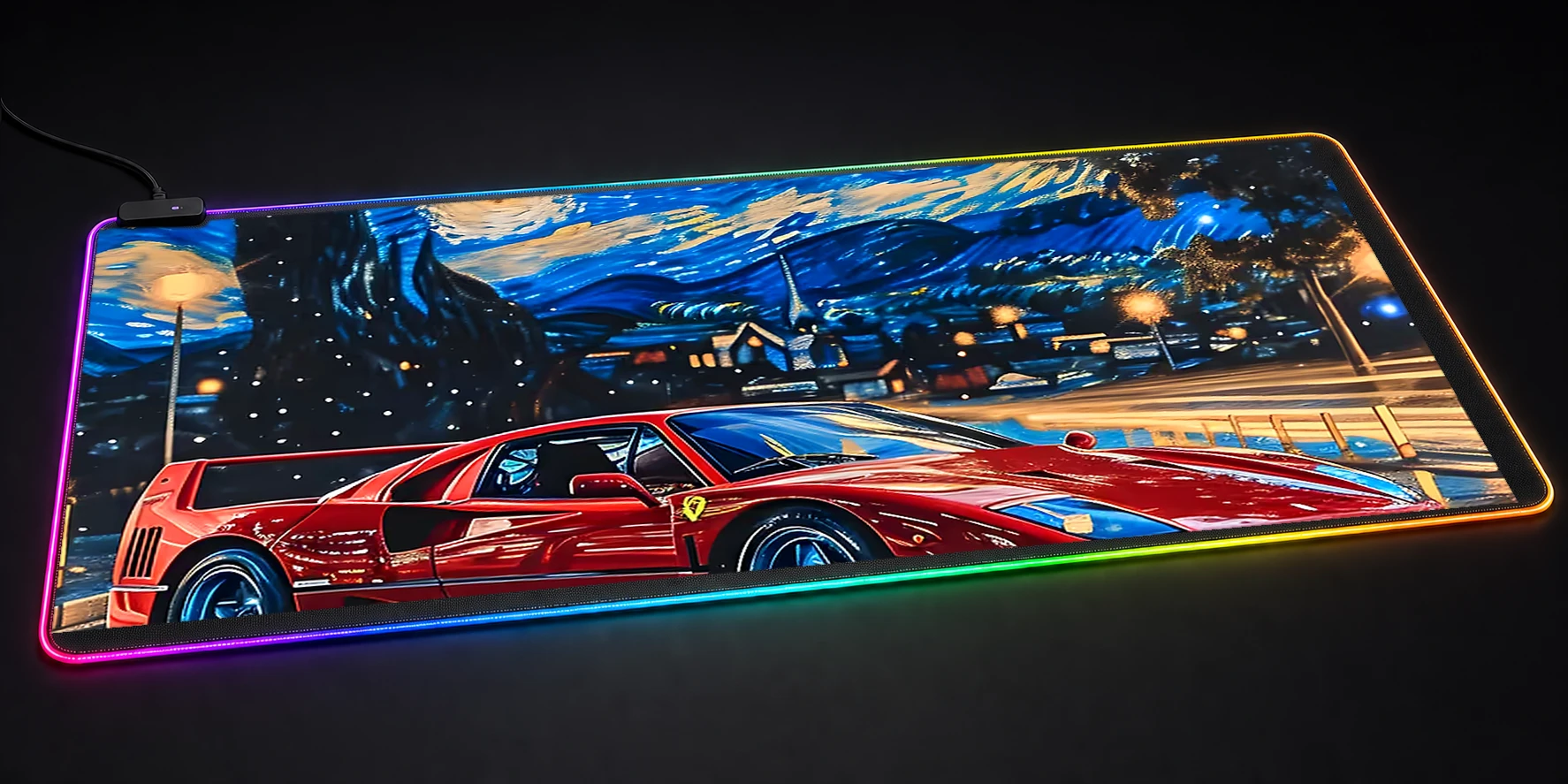 Ferrari F40 Starry Night RGB Desk Mat RGB desk mat