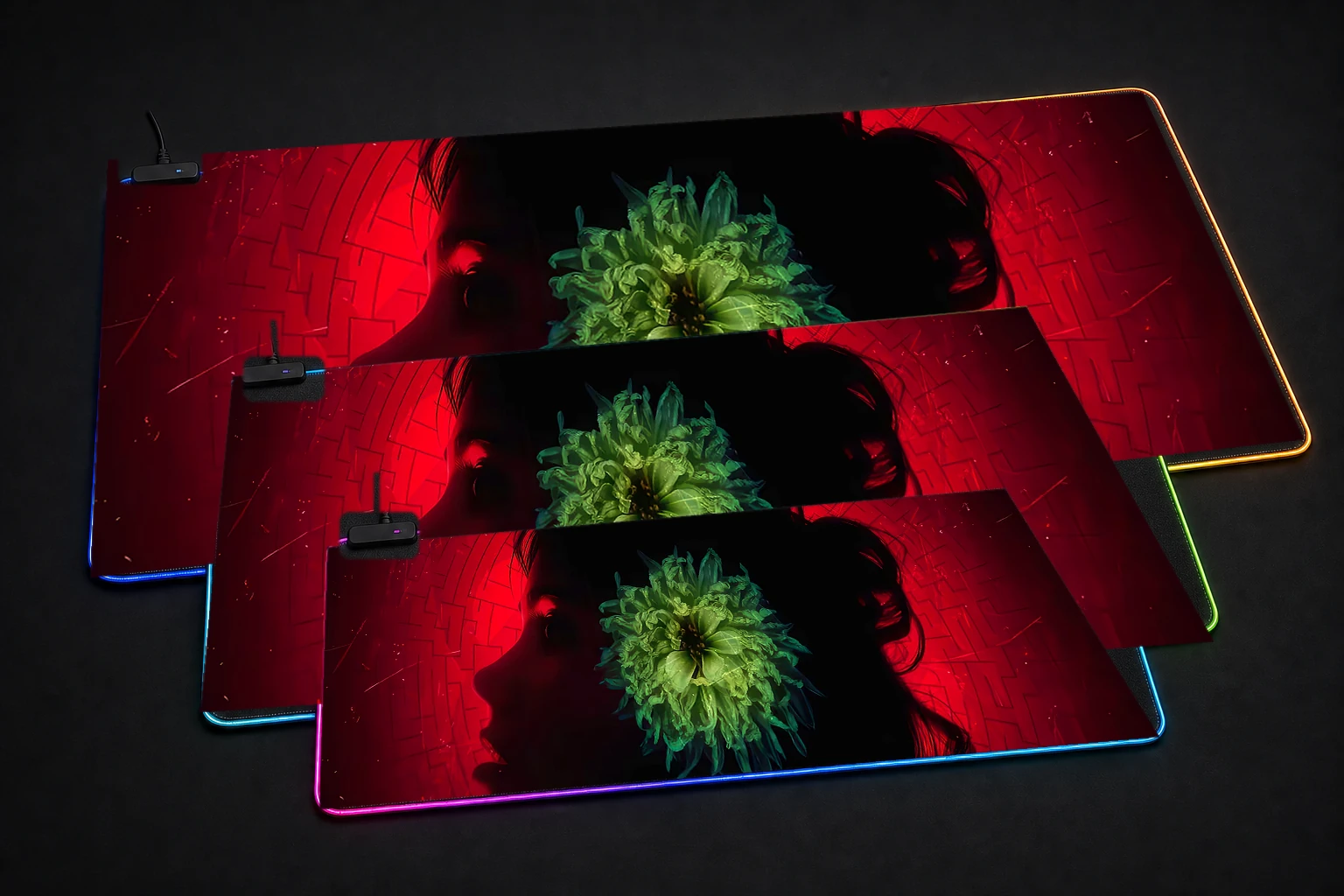 Breaking Benjamin Awaken Album Cover RGB Desk Mat three-size comparison