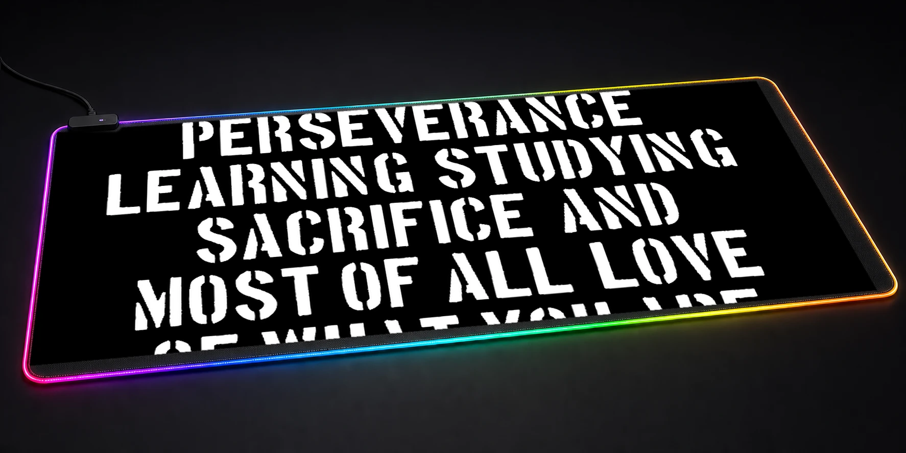 Pele Quote: Success is No Accident RGB Desk Mat RGB desk mat