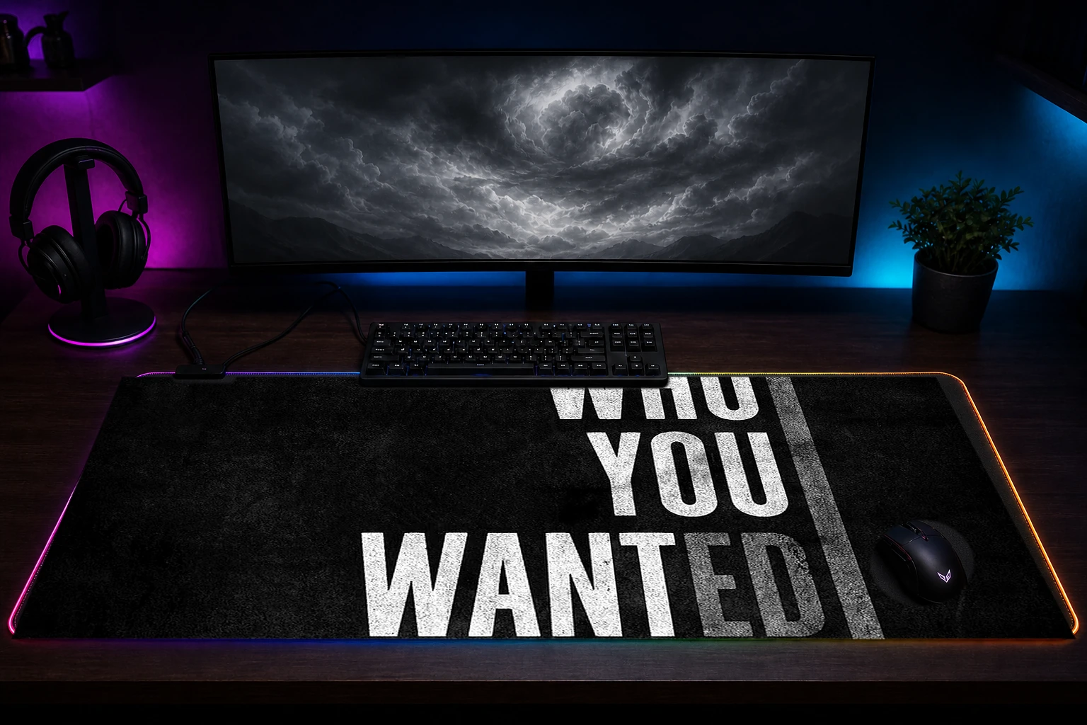 remember me RGB Desk Mat immersive setup scene