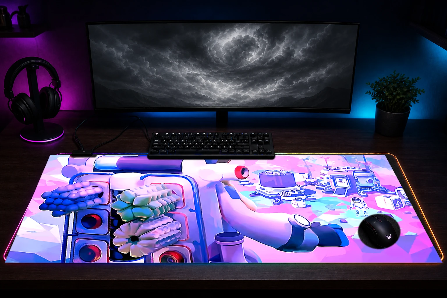 Astroneer art RGB Desk Mat immersive setup scene