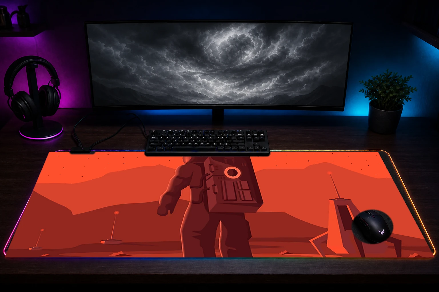 MARS NASA Astronaut RGB Desk Mat immersive setup scene