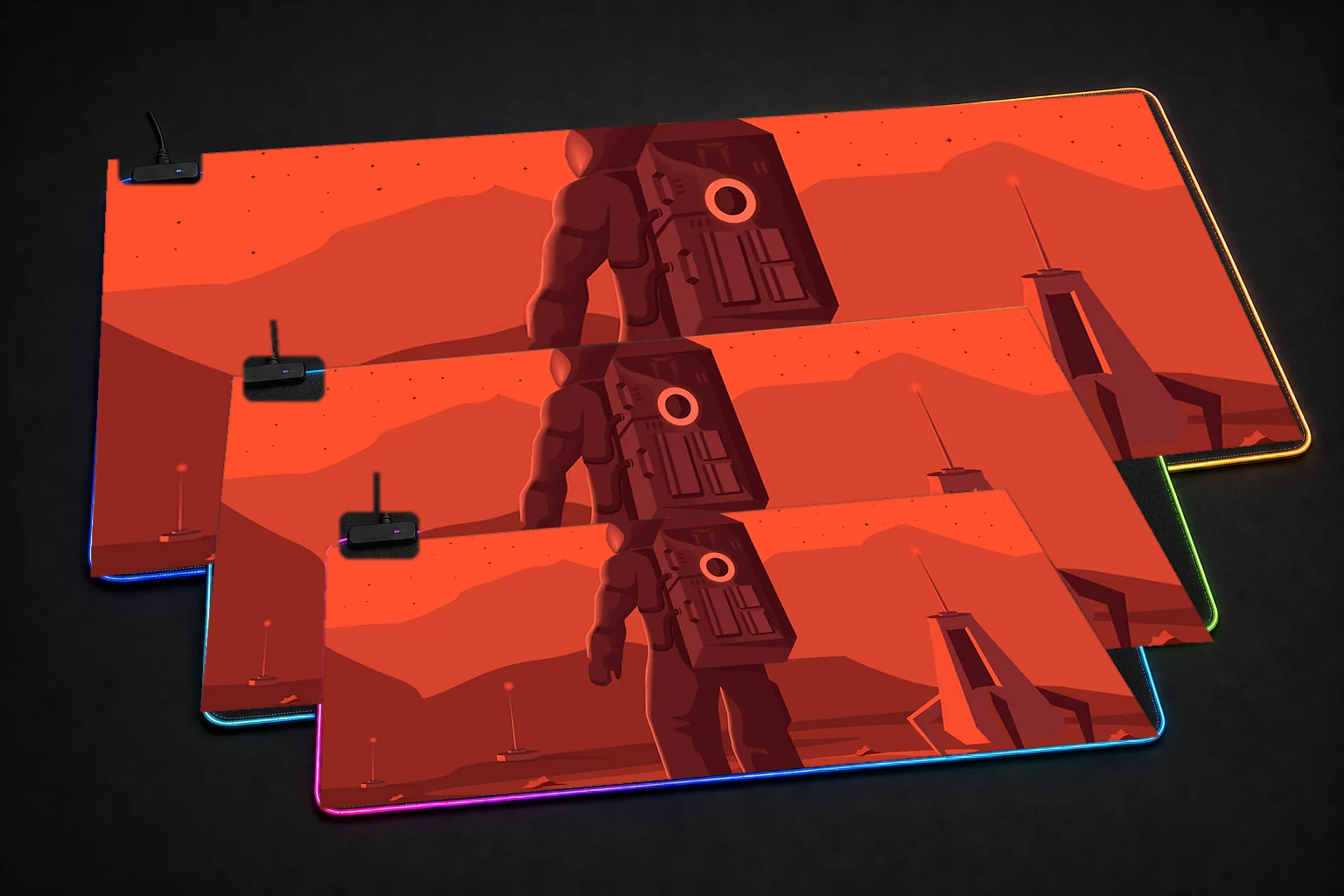 MARS NASA Astronaut RGB Desk Mat three-size comparison
