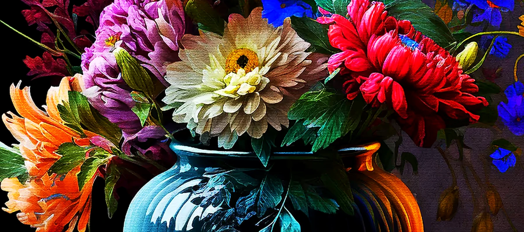 Flower vase painting RGB Desk Mat full-width design preview