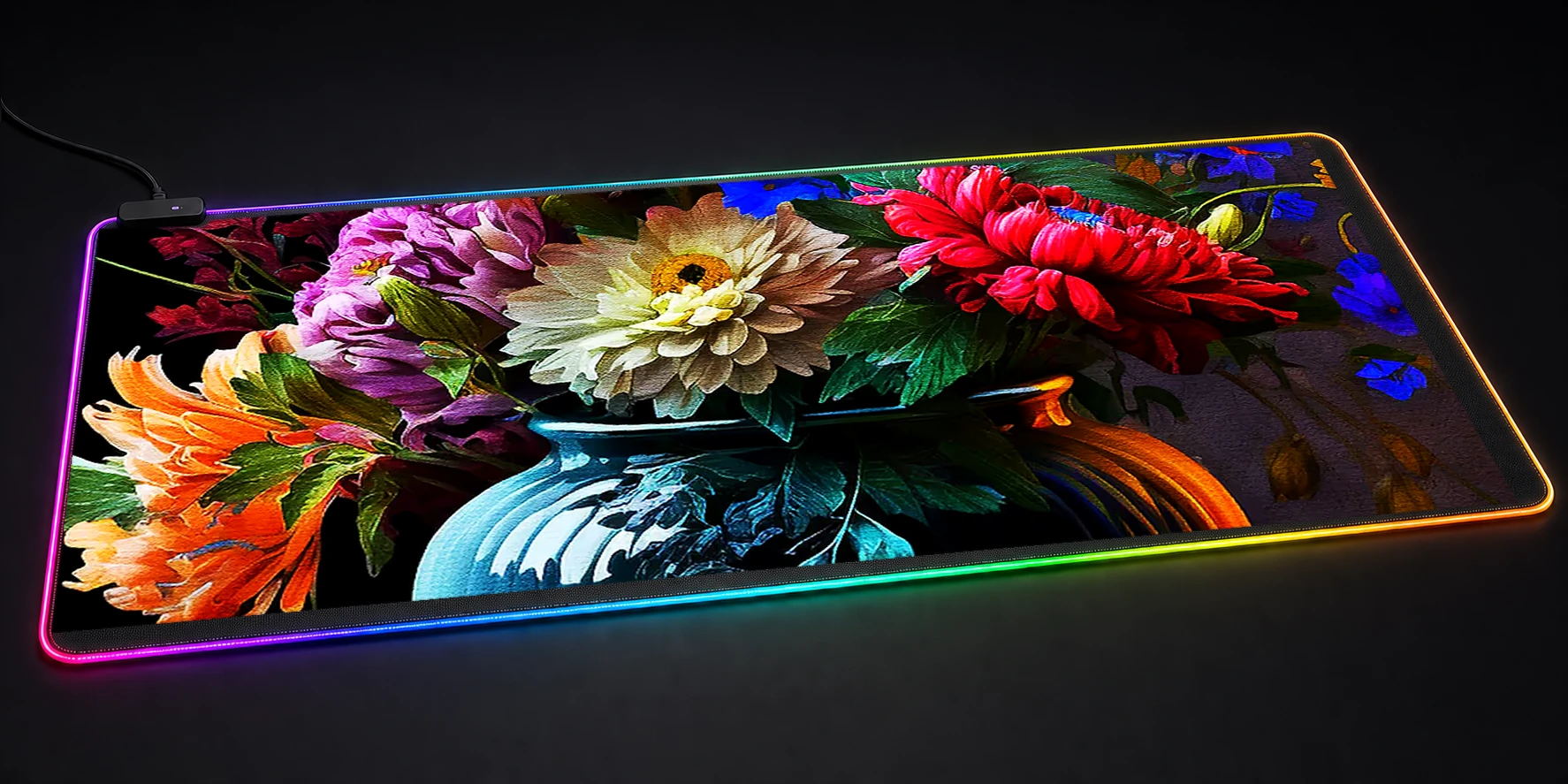 Flower vase painting RGB Desk Mat RGB desk mat