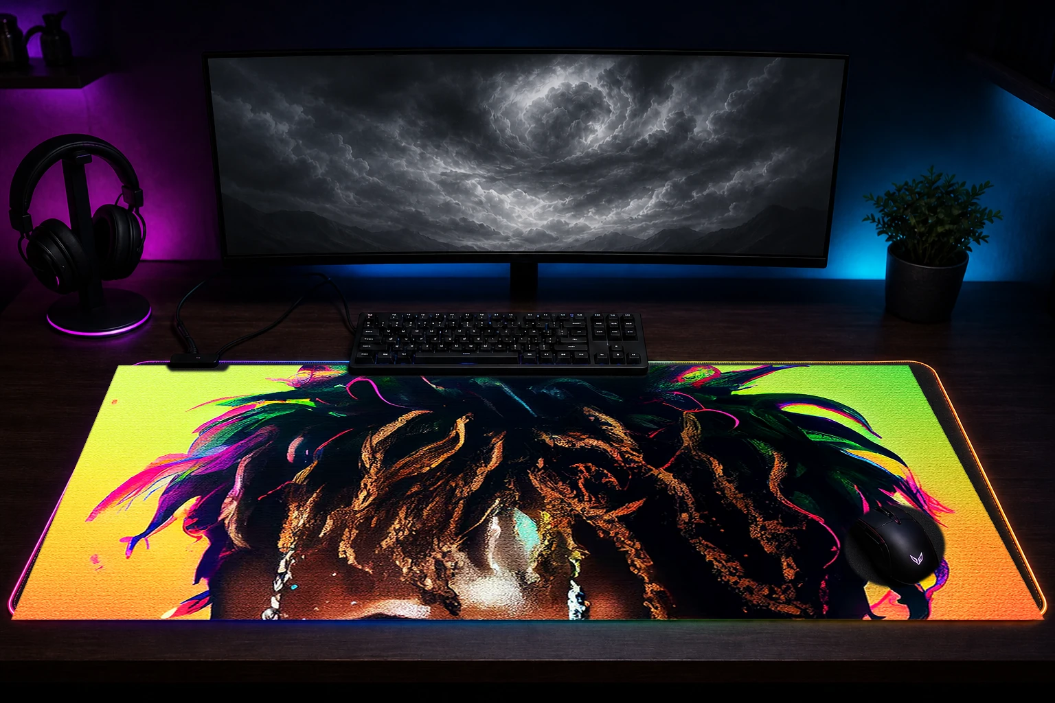 Colorful life with juice RGB Desk Mat immersive setup scene