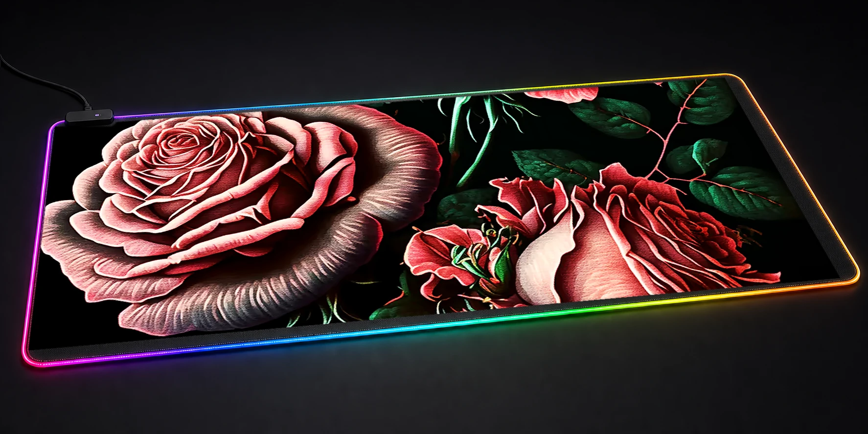 Pink Roses RGB Desk Mat RGB desk mat