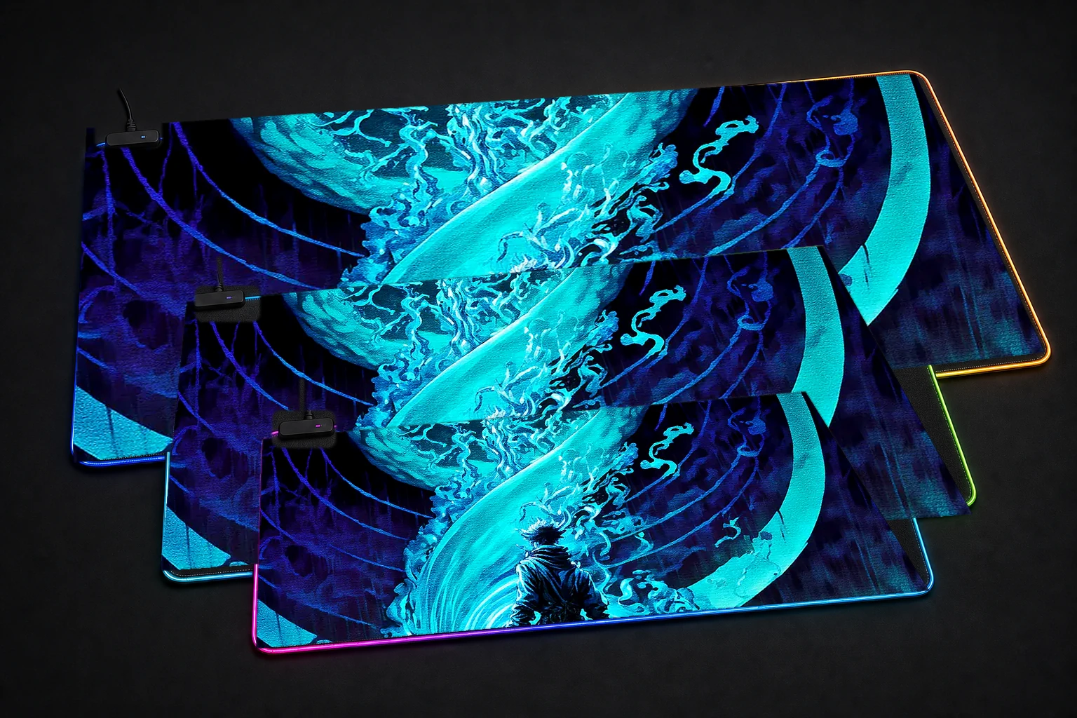 Magic Power RGB Desk Mat three-size comparison