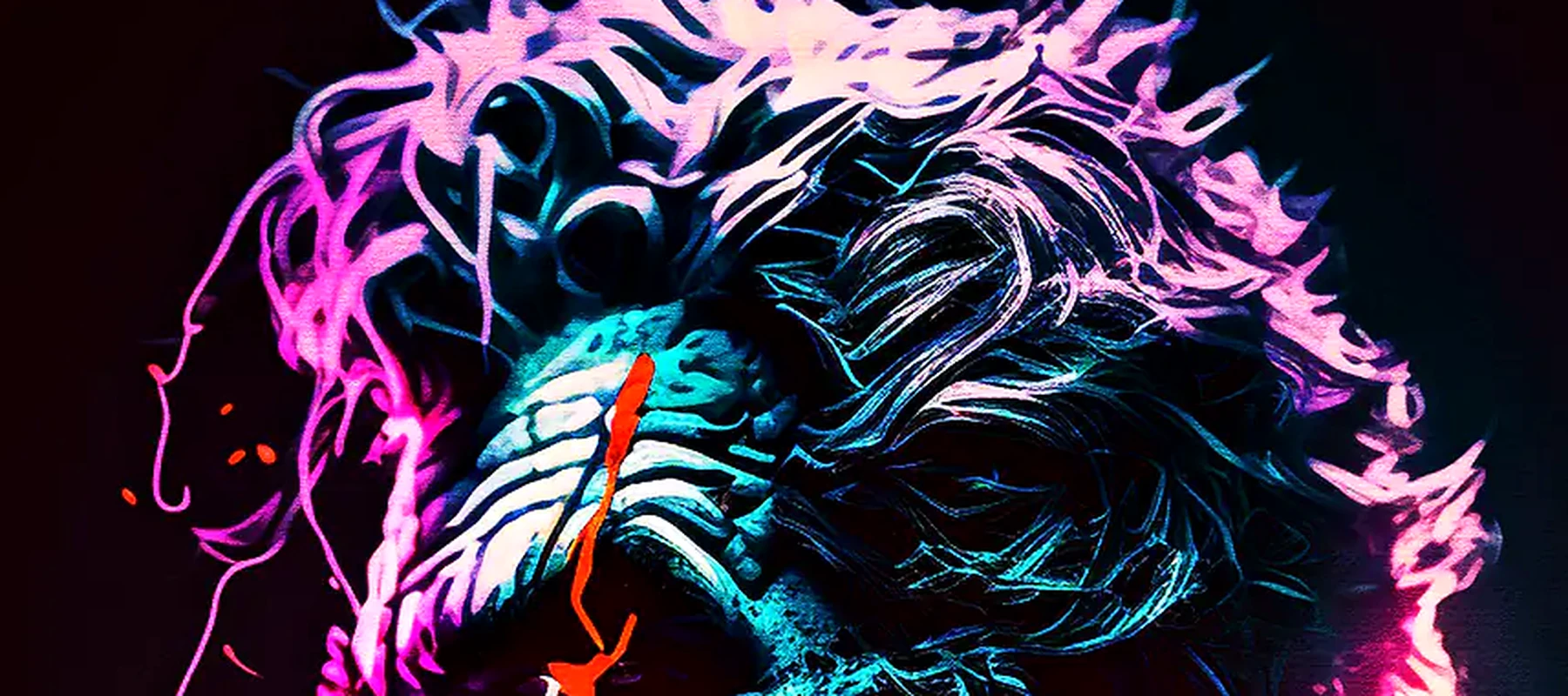 Neon Character Art RGB Desk Mat full-width design preview