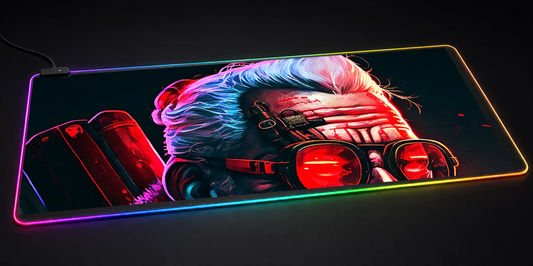 Santa claus neon punk RGB Desk Mat RGB desk mat