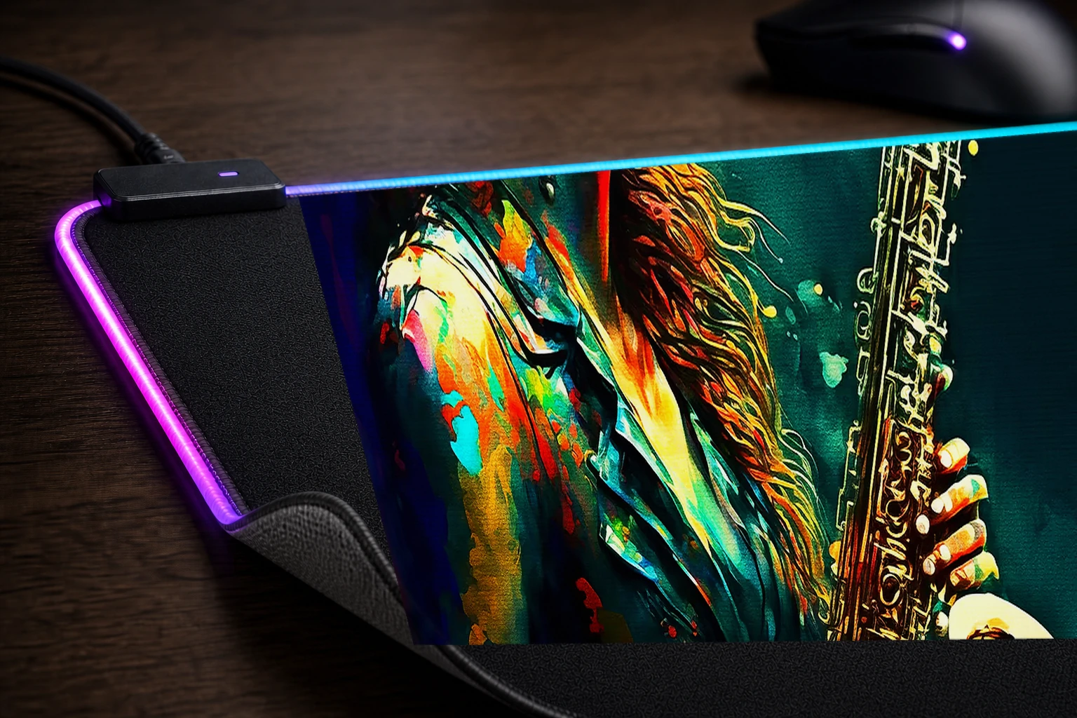 Digital Painting Rhythm RGB Desk Mat controller and material detail