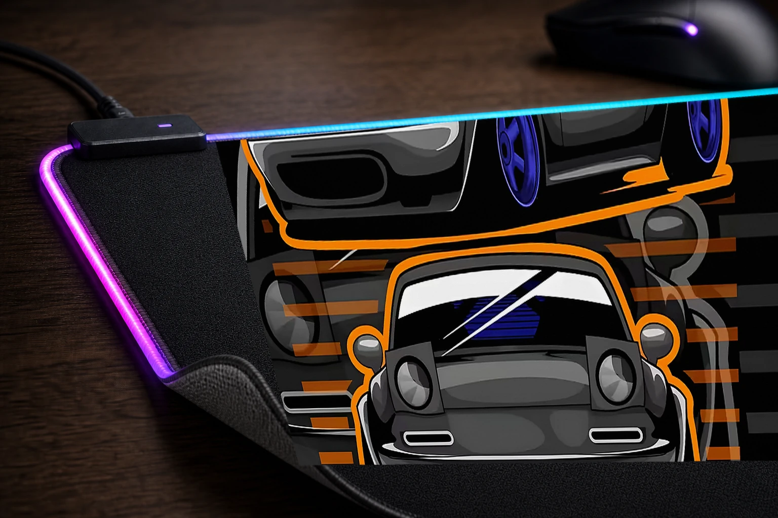 Mazda MX5 Miata RGB Desk Mat controller and material detail