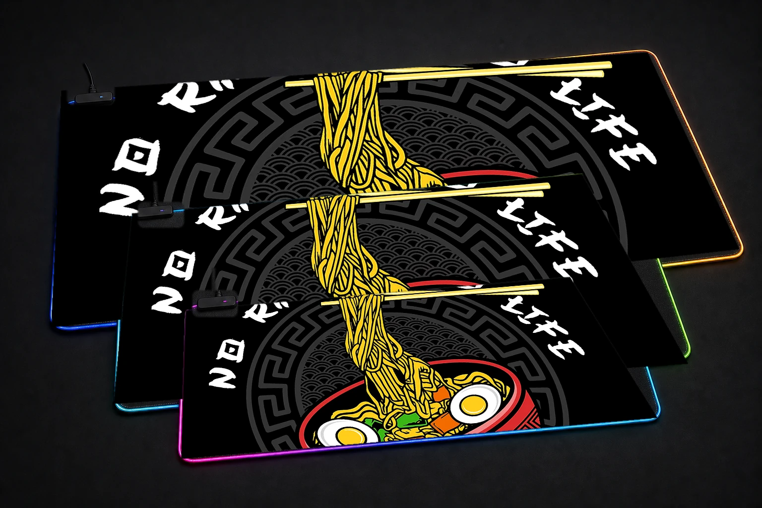ramen japanese food RGB Desk Mat three-size comparison