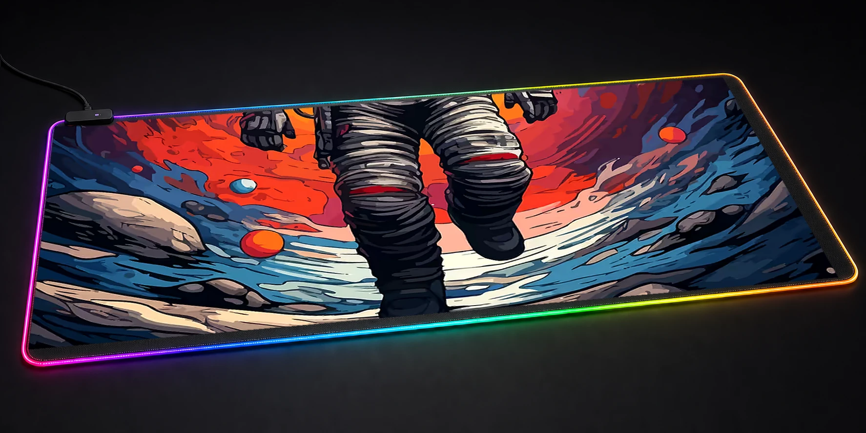 Colorful Spaceman RGB Desk Mat RGB desk mat