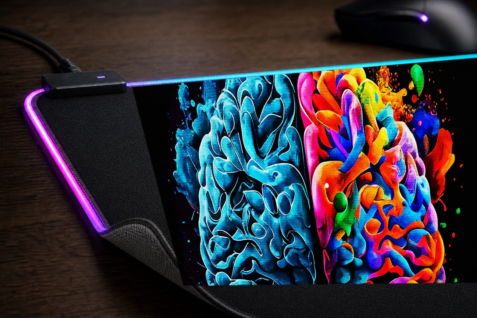 Brain Paint RGB Desk Mat controller and material detail