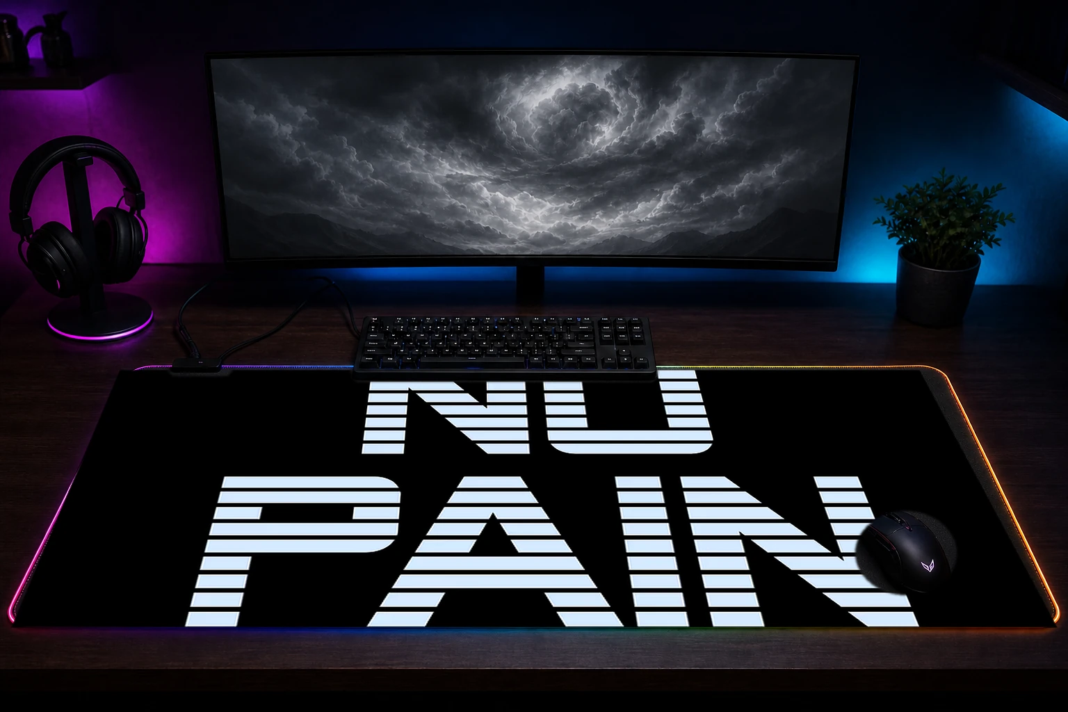 keep on moving RGB Desk Mat immersive setup scene