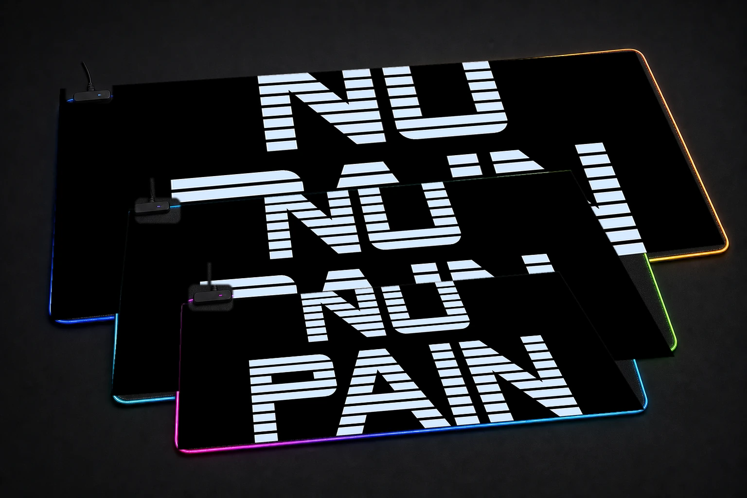 keep on moving RGB Desk Mat three-size comparison
