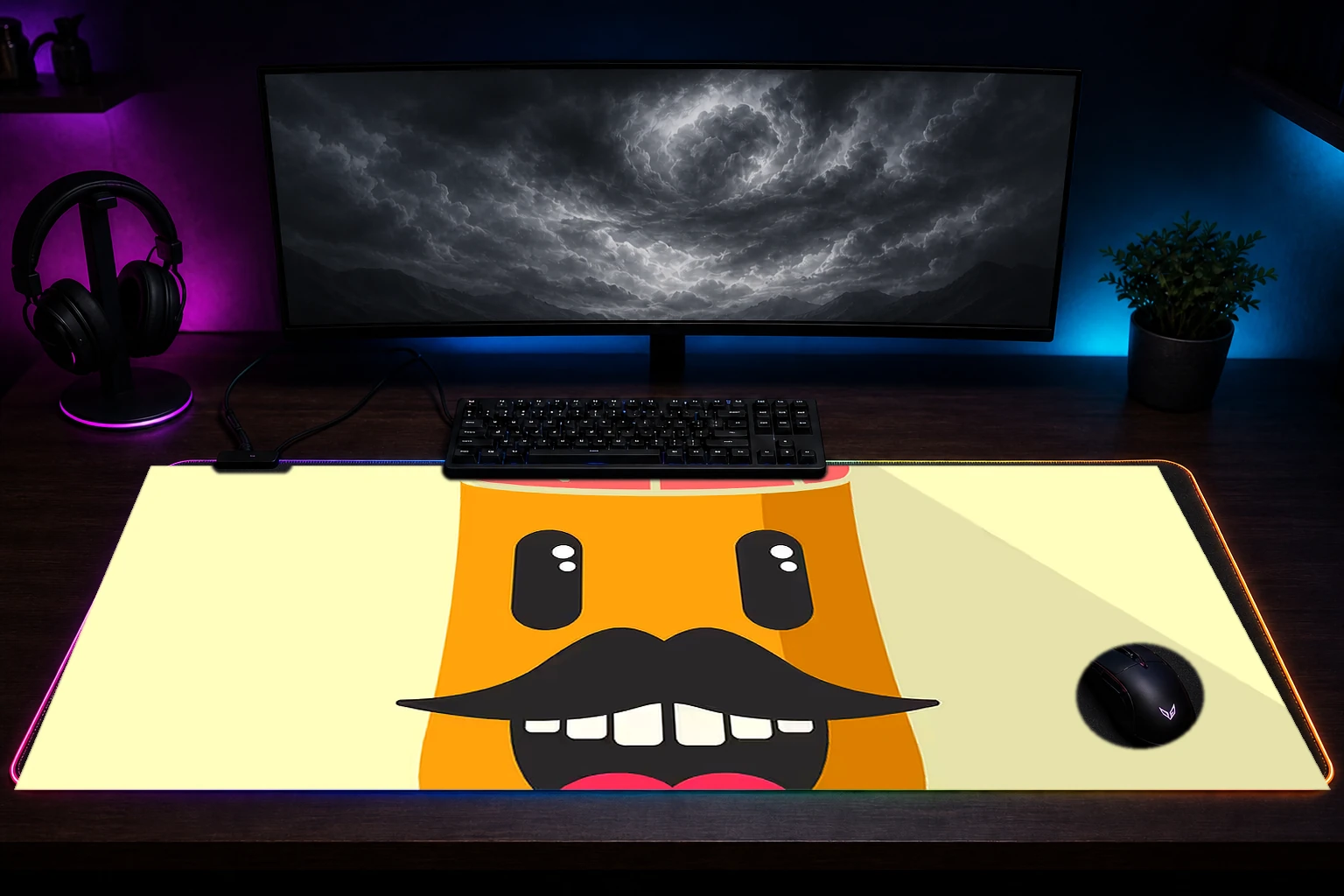 Funny Zombie Drink RGB Desk Mat immersive setup scene