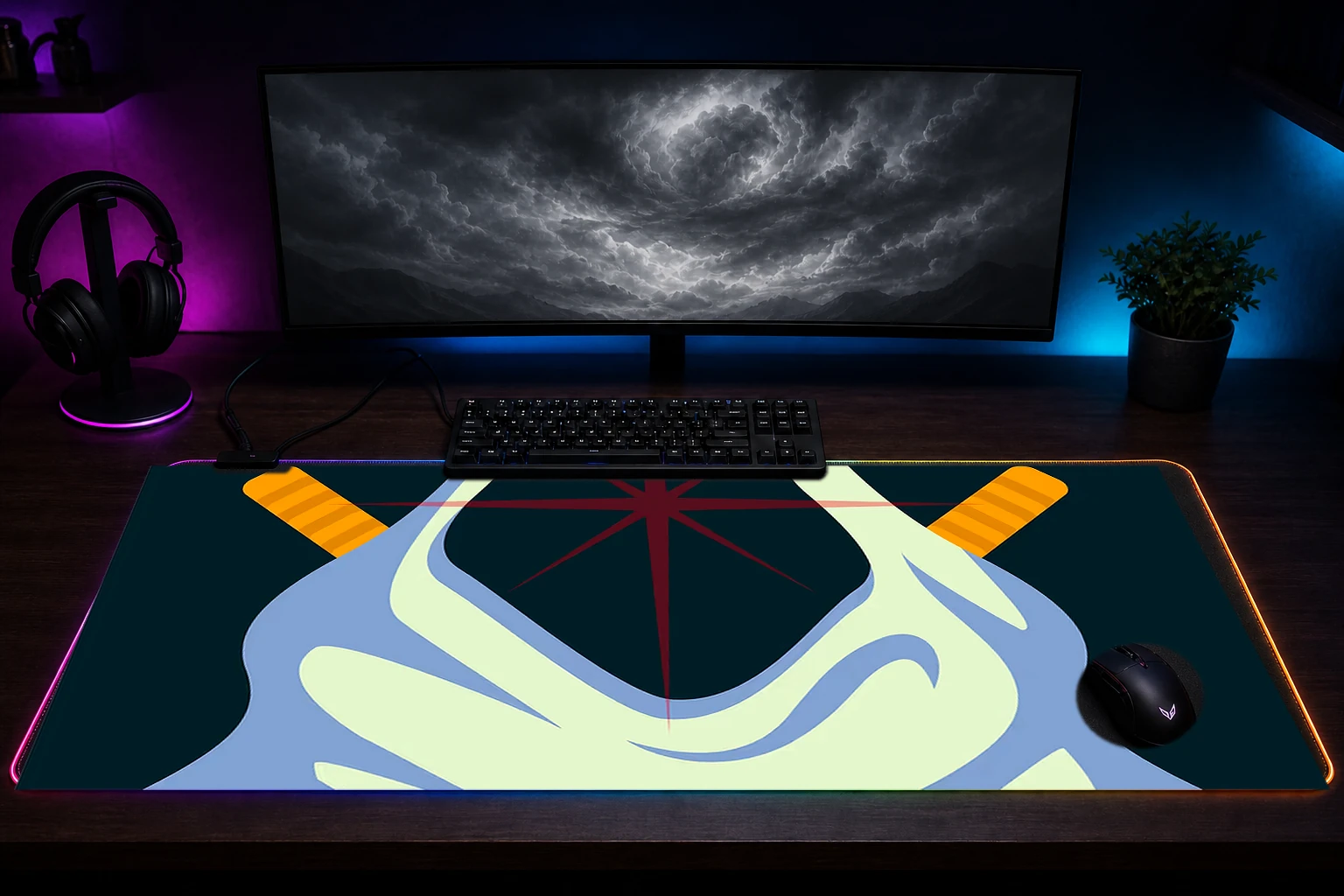 ninja RGB Desk Mat immersive setup scene