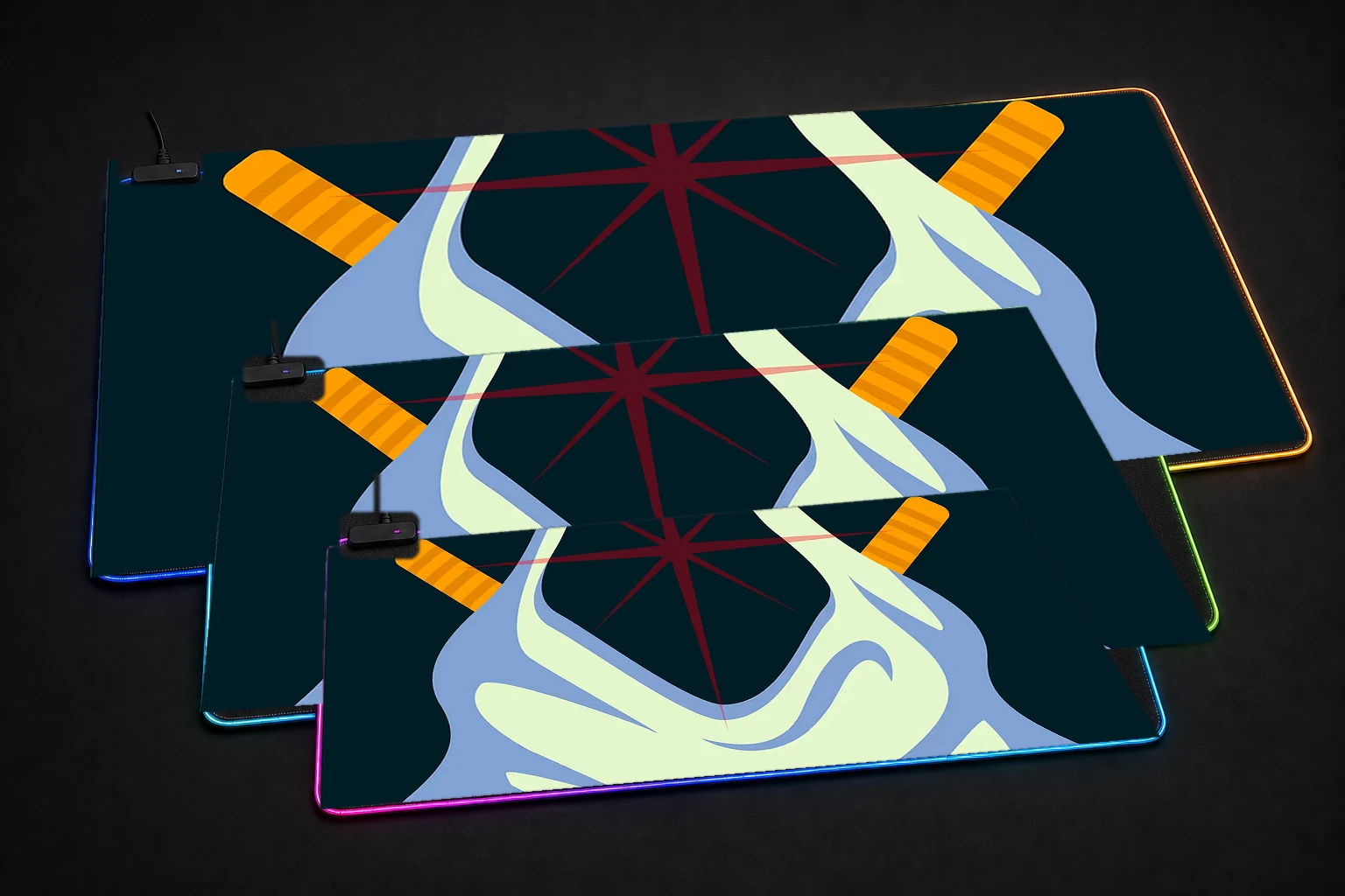 ninja RGB Desk Mat three-size comparison