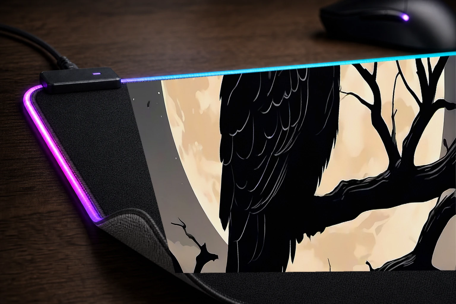 Owl RGB Desk Mat controller and material detail