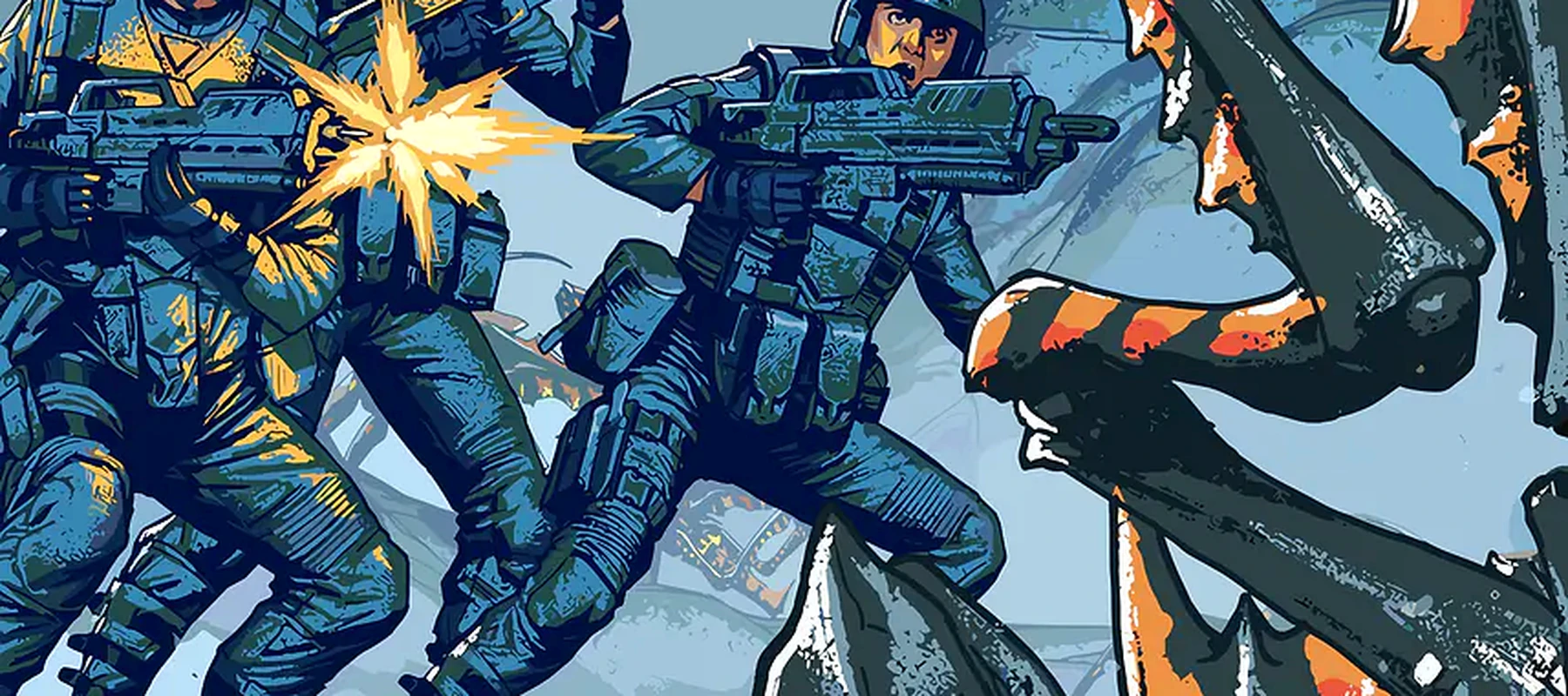 Starship Troopers: Terran Command Artwork RGB Desk Mat full-width design preview