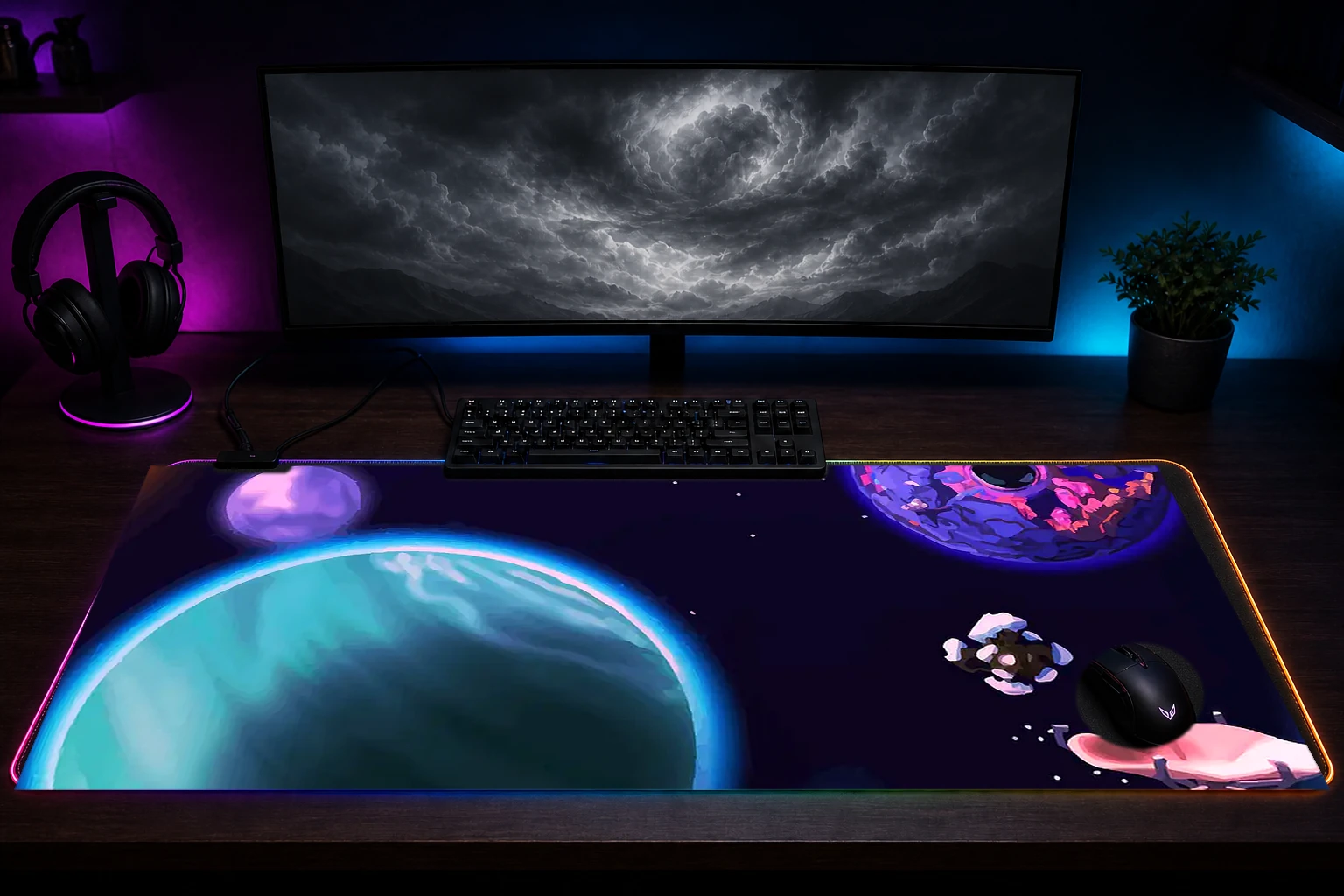 Landscapes space outerwild RGB Desk Mat immersive setup scene