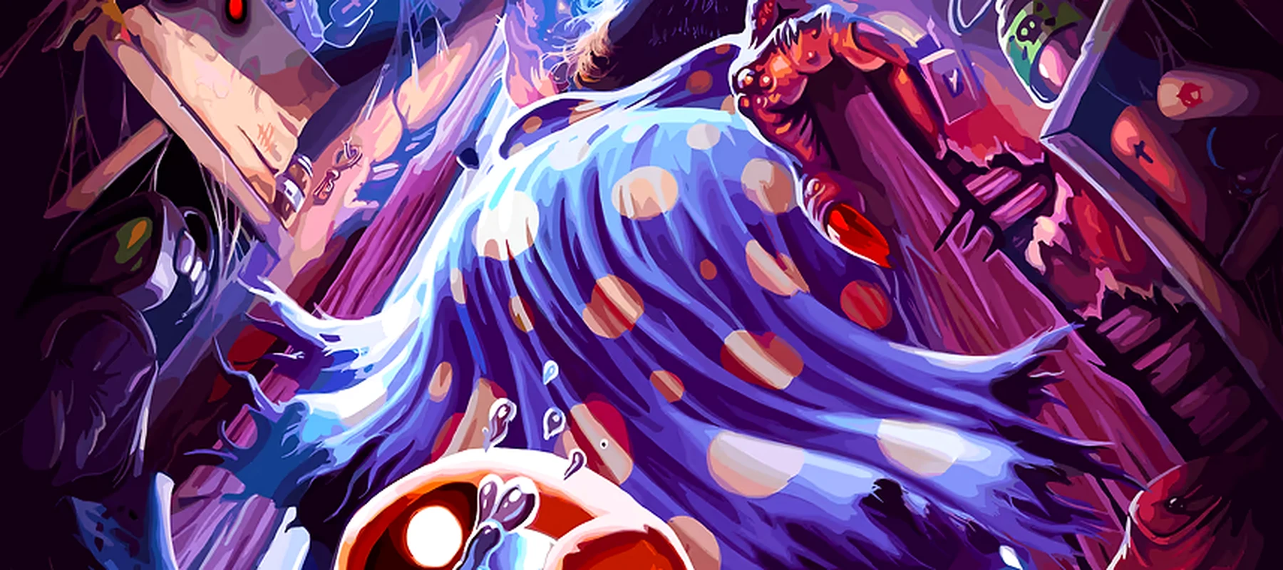 The Binding of Isaac Repentance Game Art RGB Desk Mat full-width design preview