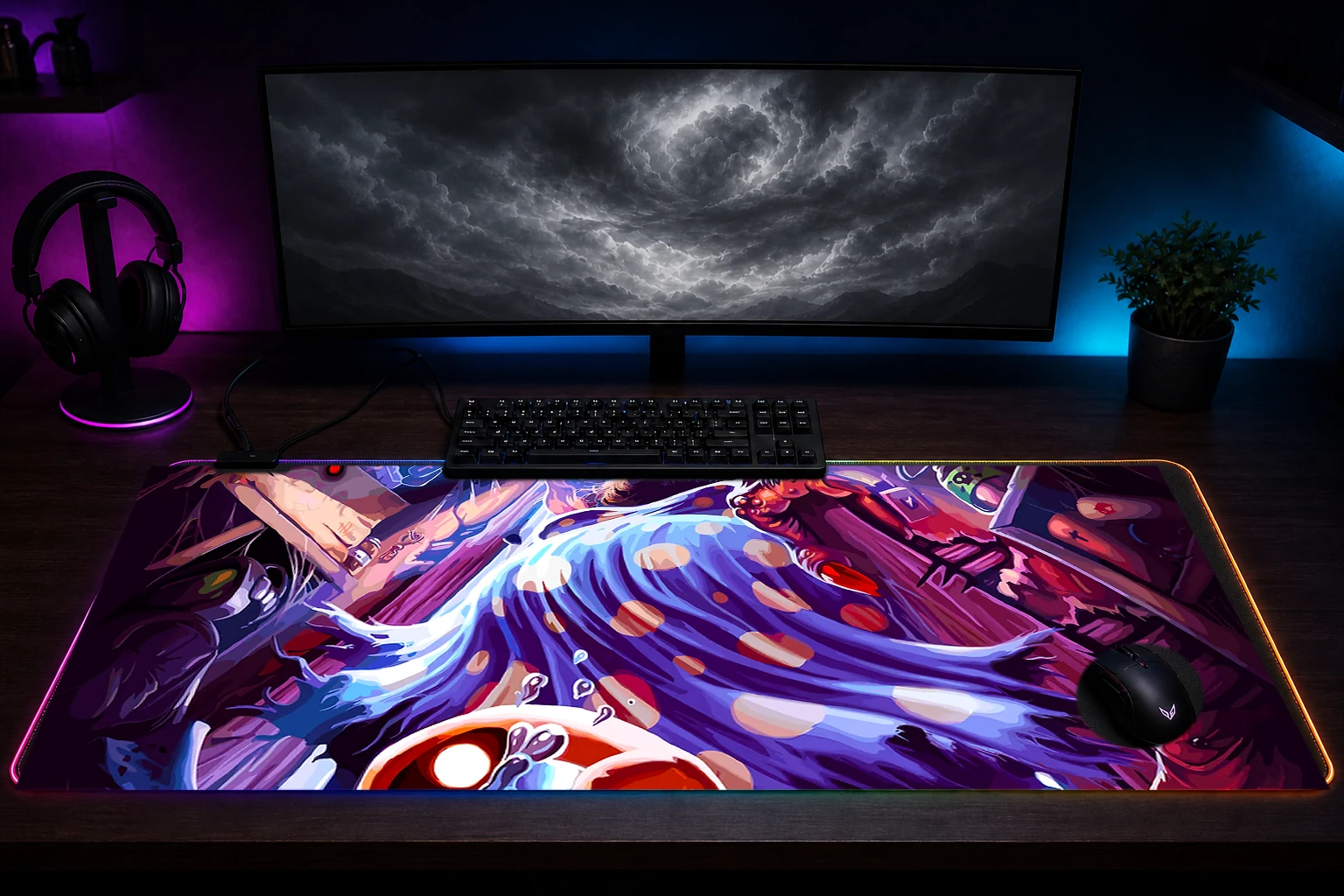 The Binding of Isaac Repentance Game Art RGB Desk Mat immersive setup scene