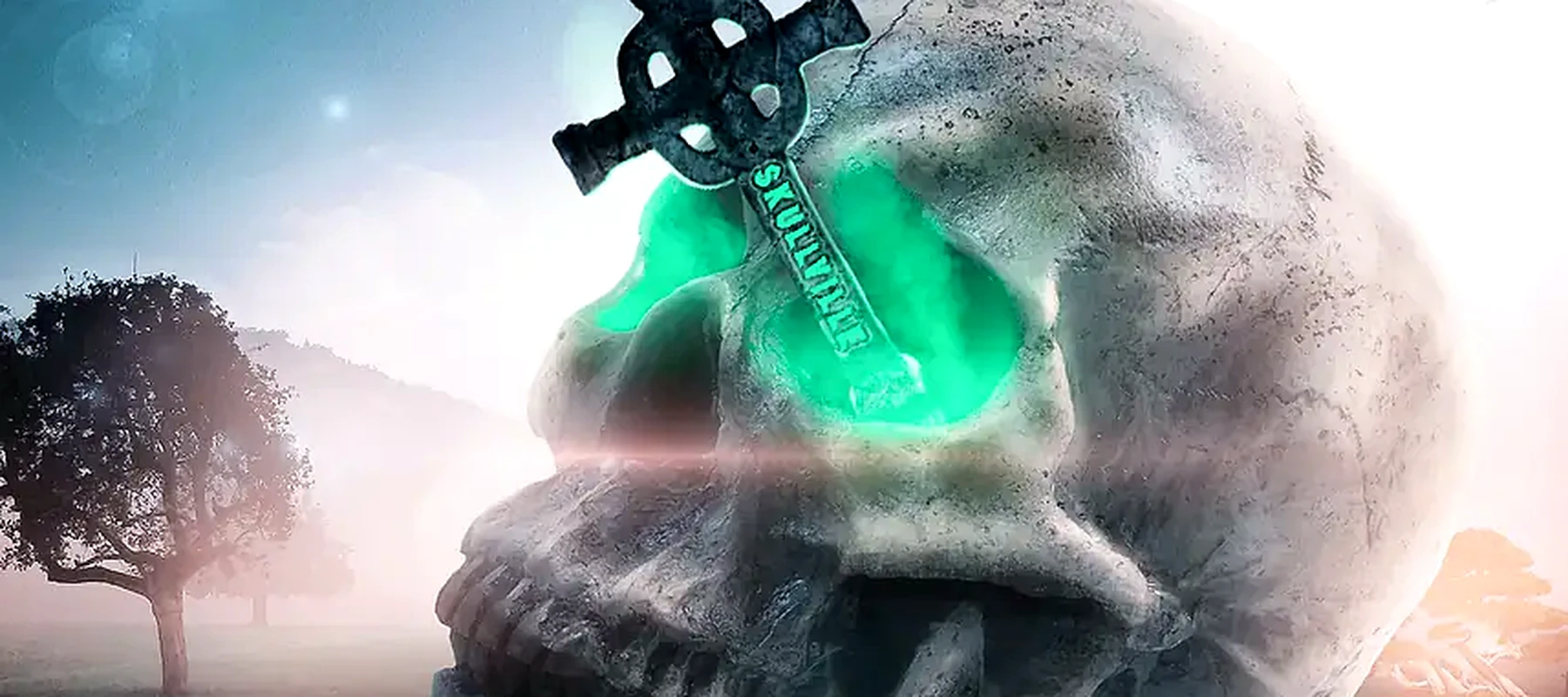 Skull Island RGB Desk Mat full-width design preview