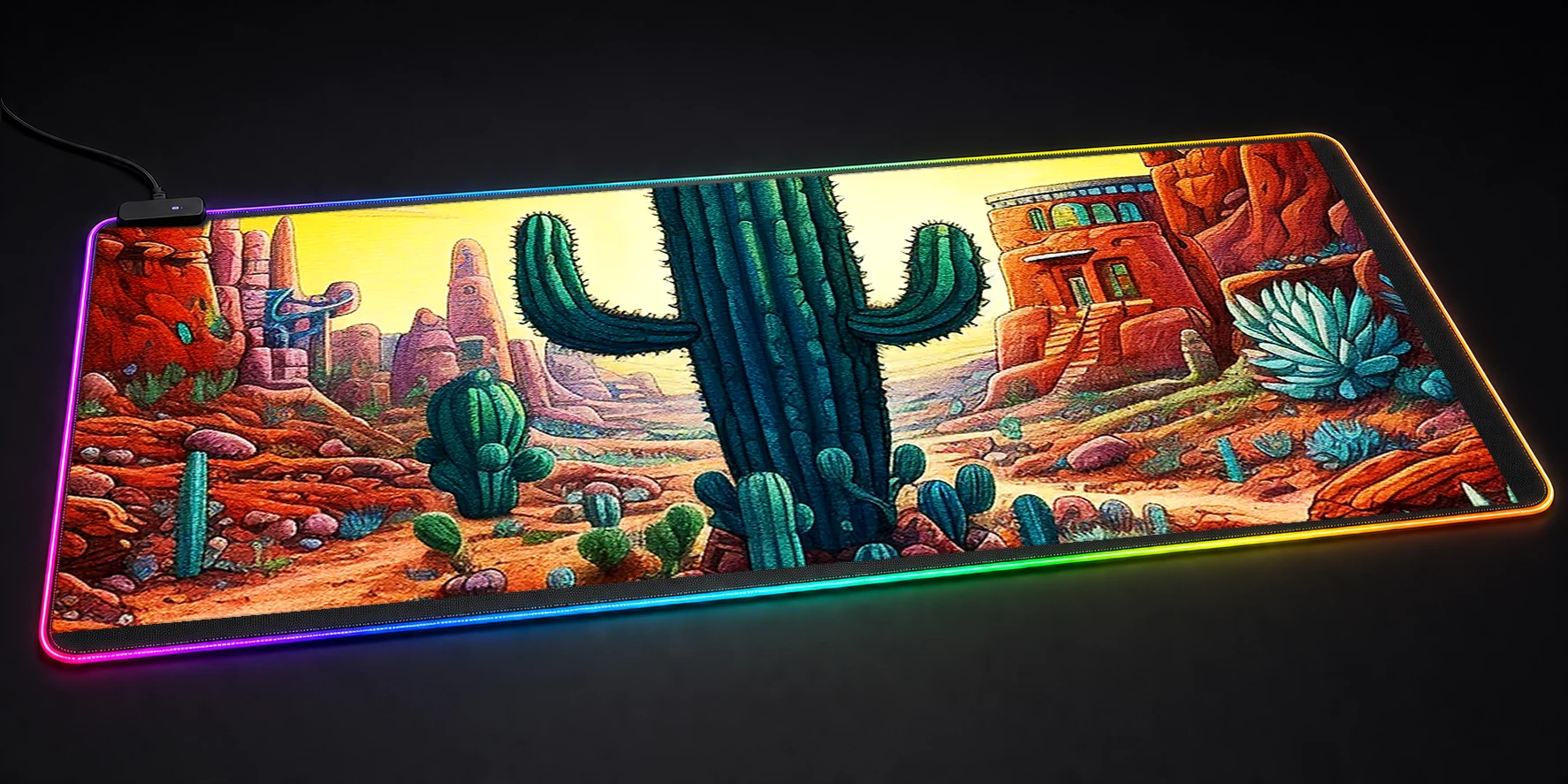 Secret cactus RGB Desk Mat RGB desk mat