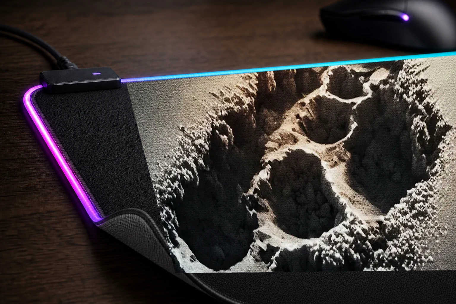 Trail To The Moon RGB Desk Mat controller and material detail