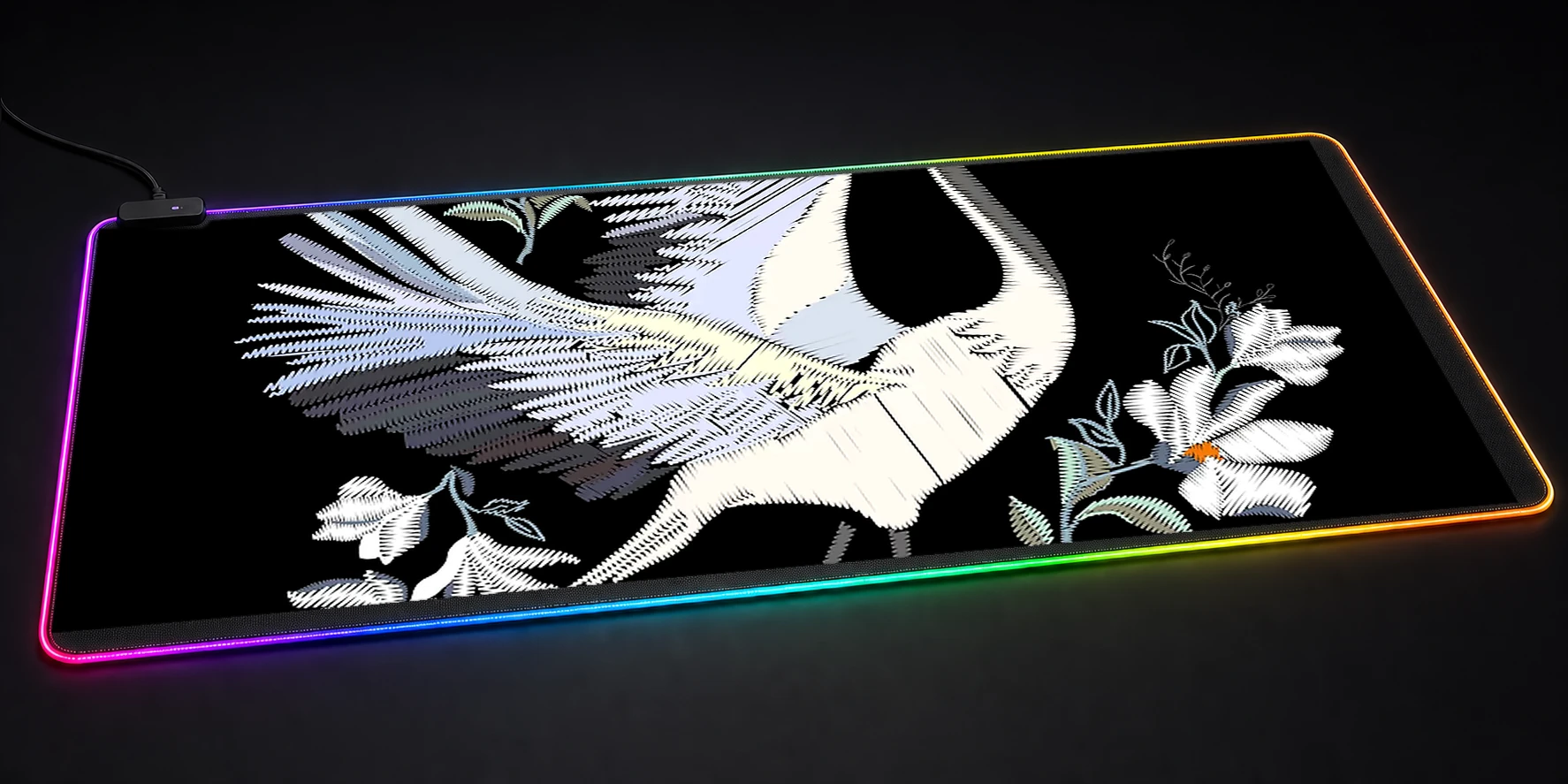 Japanese crane RGB Desk Mat RGB desk mat