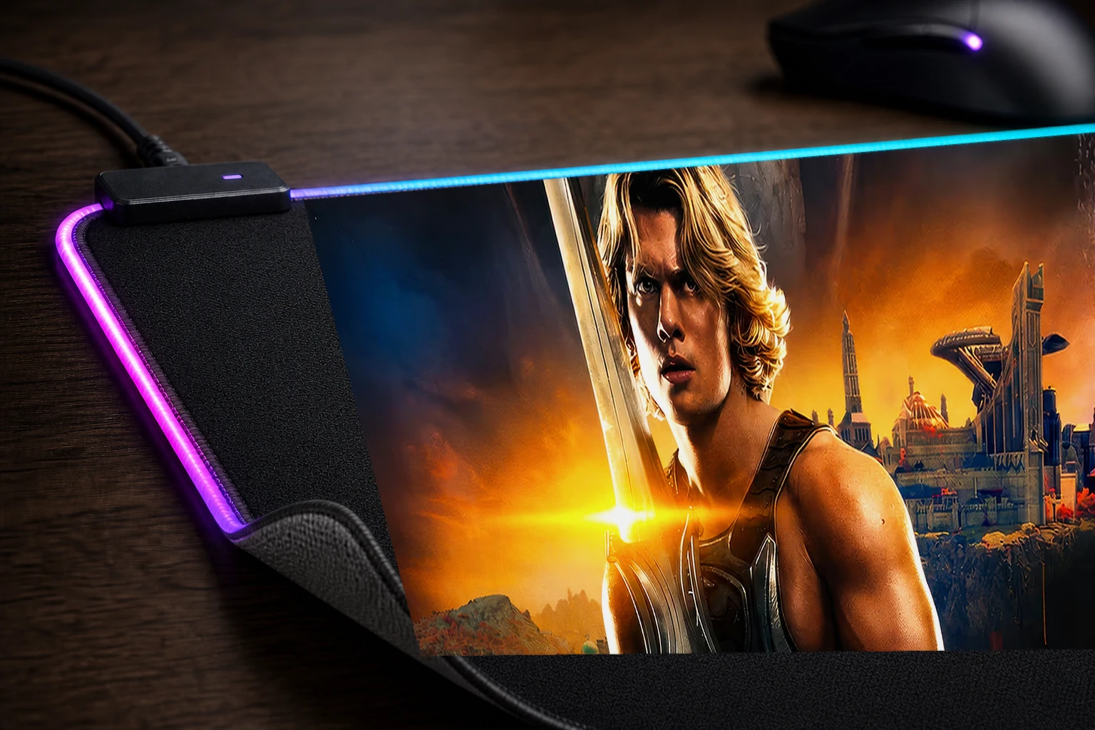 Masters of the Universe He-Man artwork RGB Desk Mat controller and material detail