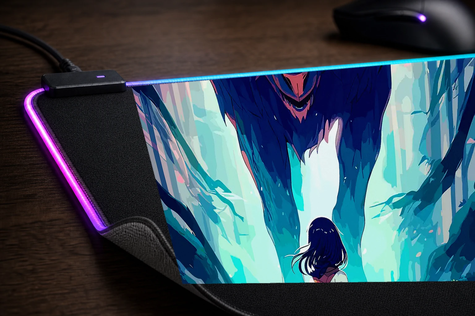 Ghost Wolf RGB Desk Mat controller and material detail