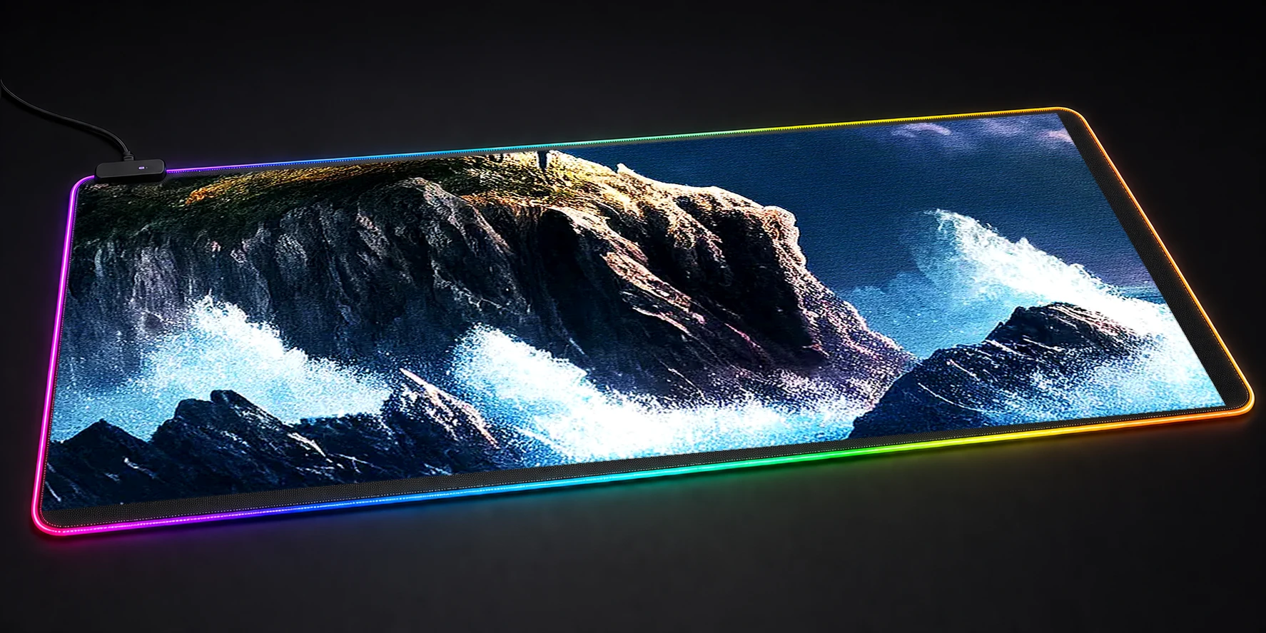 View of the Lighthouse RGB Desk Mat RGB desk mat