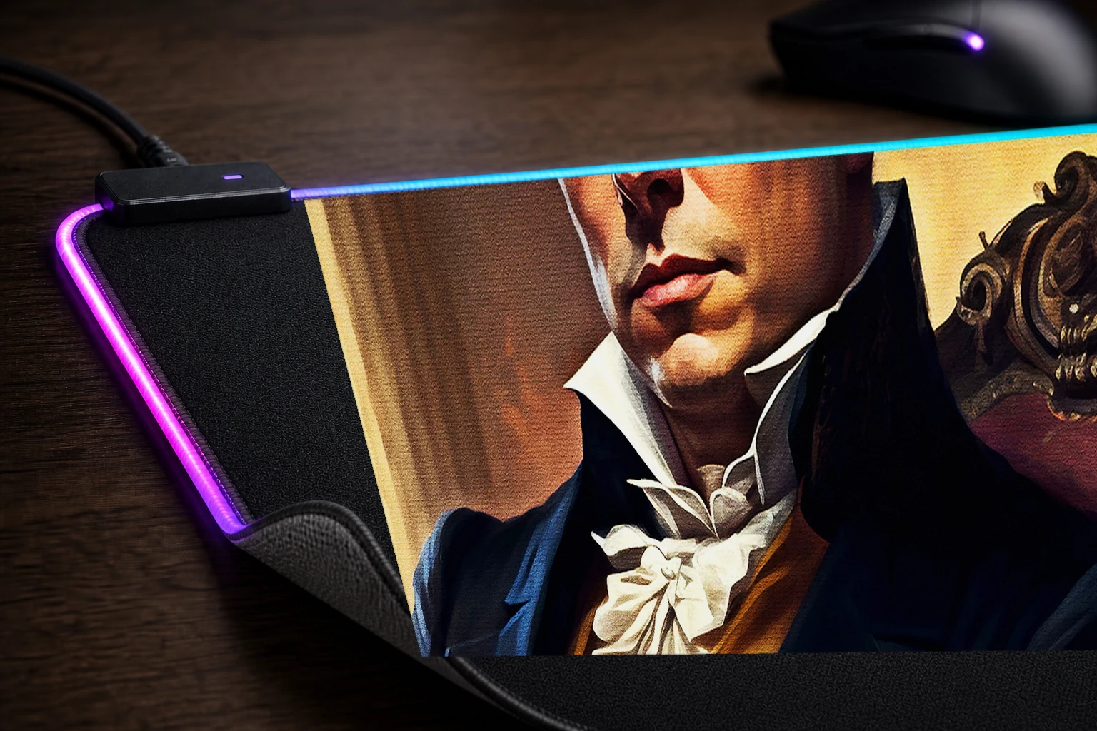 Fashion Musk RGB Desk Mat controller and material detail