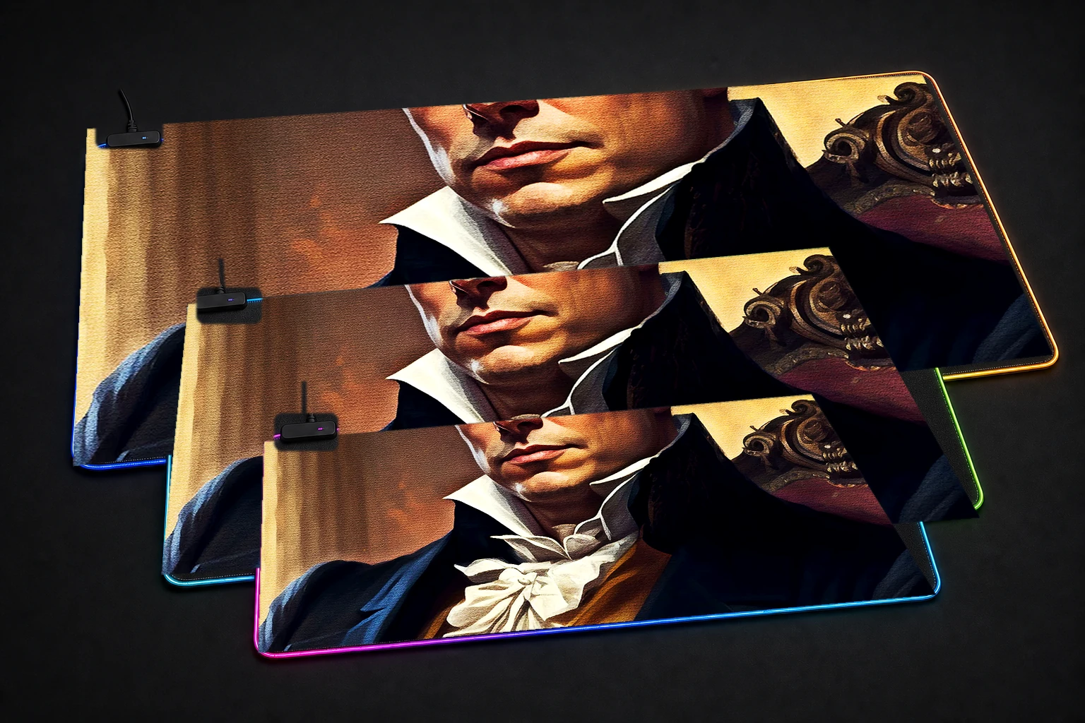 Fashion Musk RGB Desk Mat three-size comparison