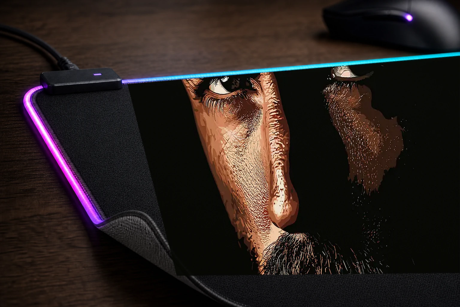 Human Smoke RGB Desk Mat controller and material detail