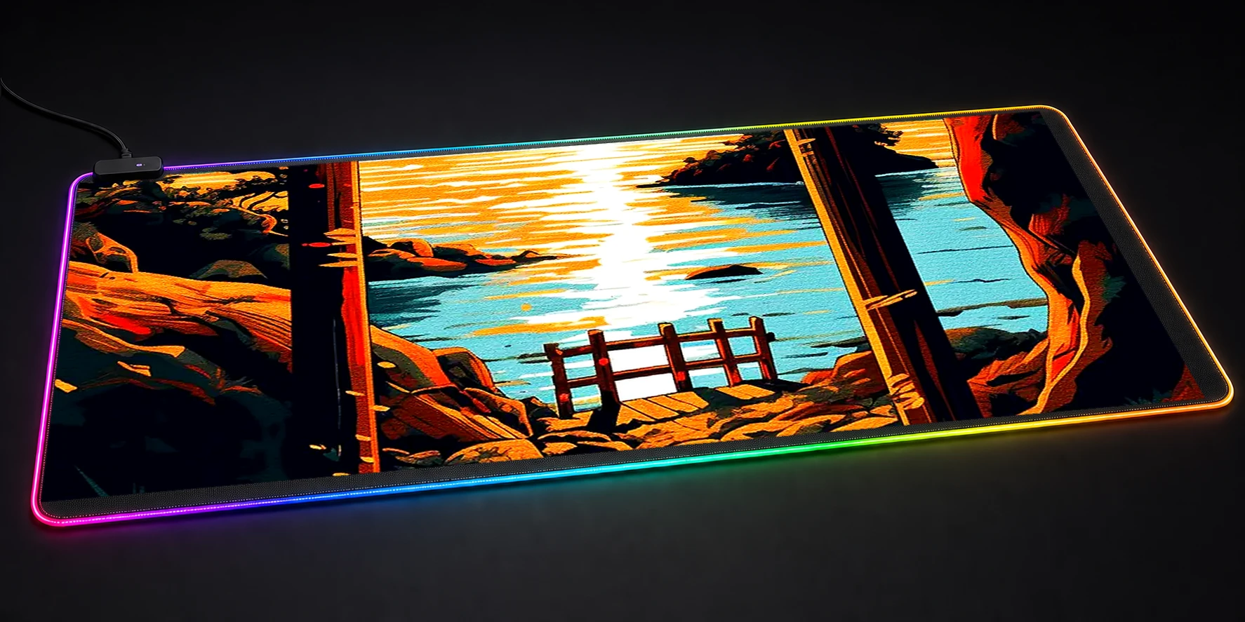 The charm of sunrise gate RGB Desk Mat RGB desk mat