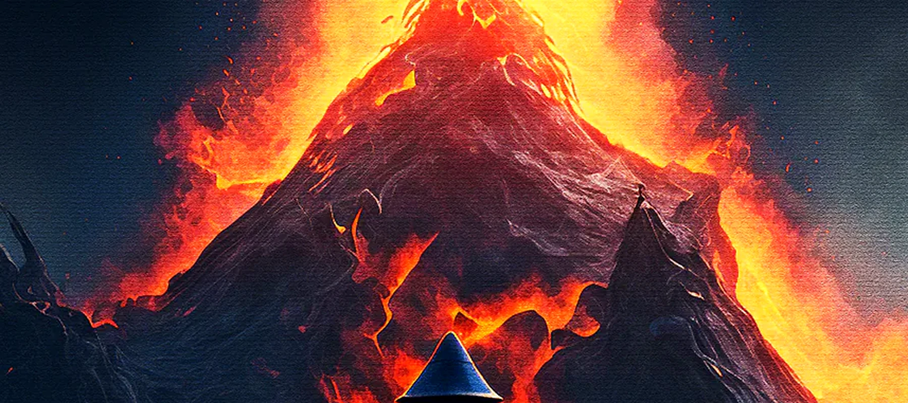 Painting volcano horror RGB Desk Mat full-width design preview