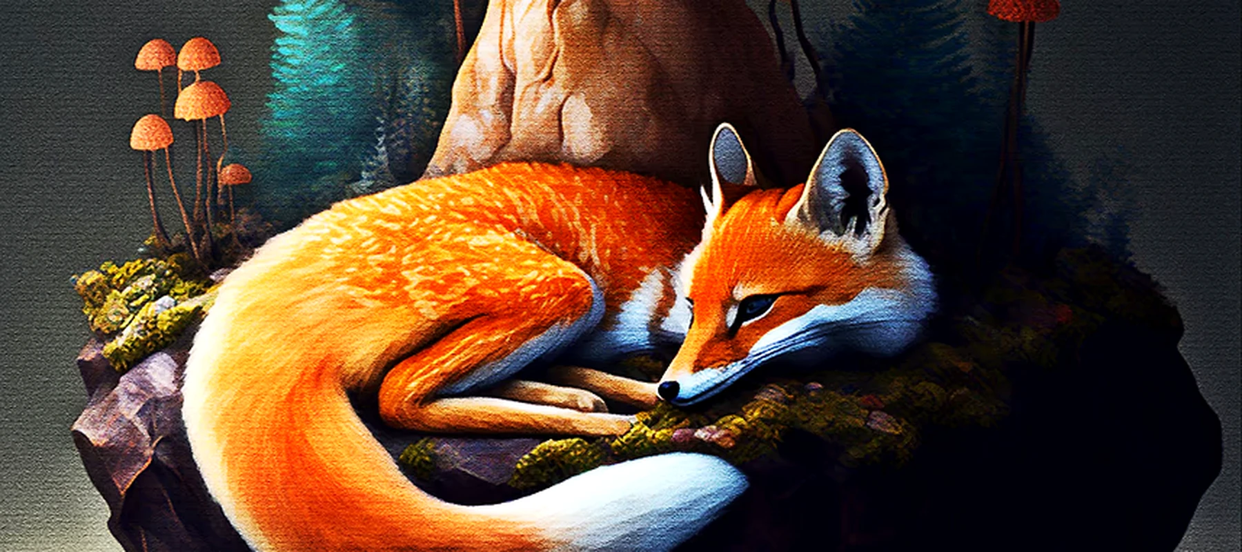Fox Forest House RGB Desk Mat full-width design preview