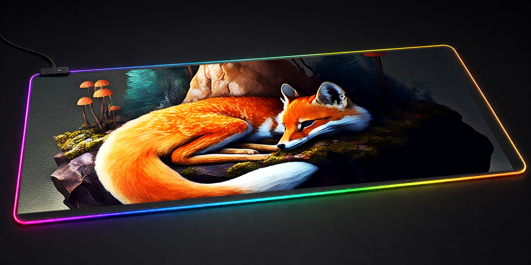Fox Forest House RGB Desk Mat RGB desk mat