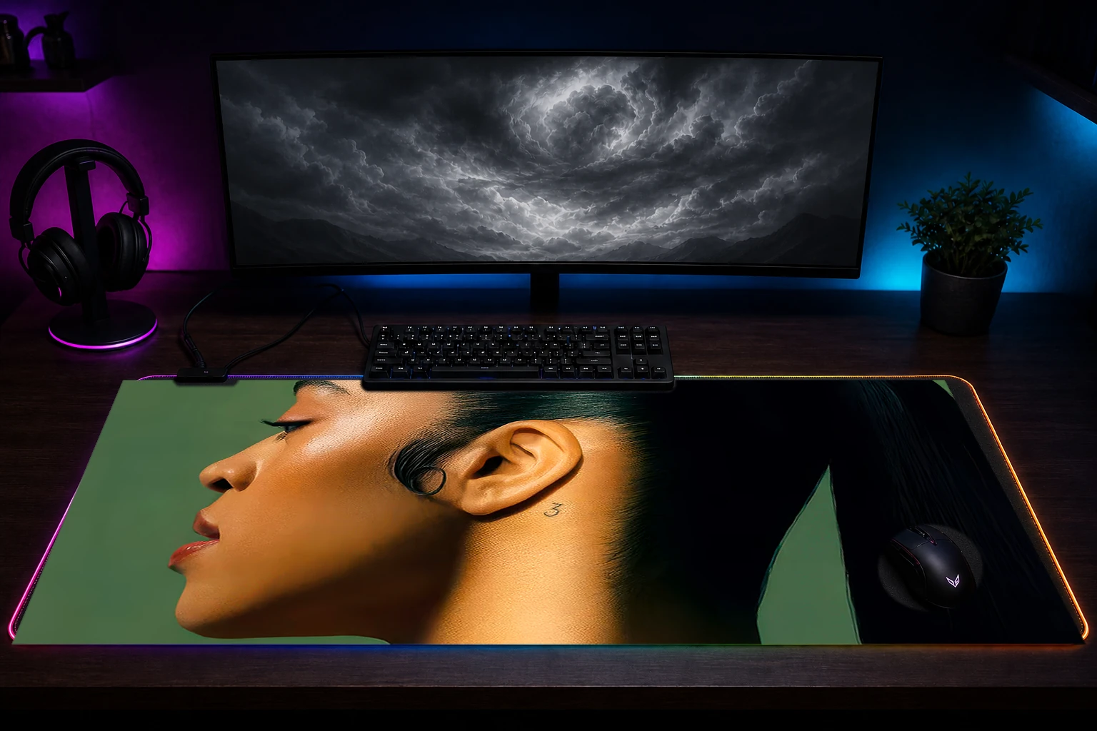 Ella Mai Album Cover RGB Desk Mat immersive setup scene
