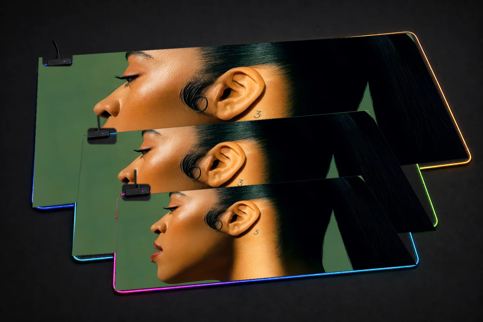 Ella Mai Album Cover RGB Desk Mat three-size comparison