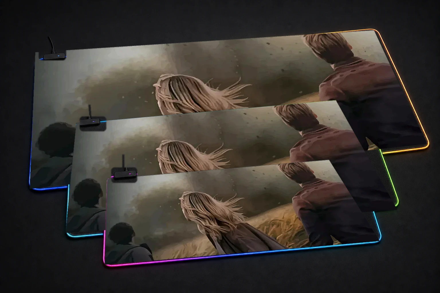 Allahuma RGB Desk Mat three-size comparison