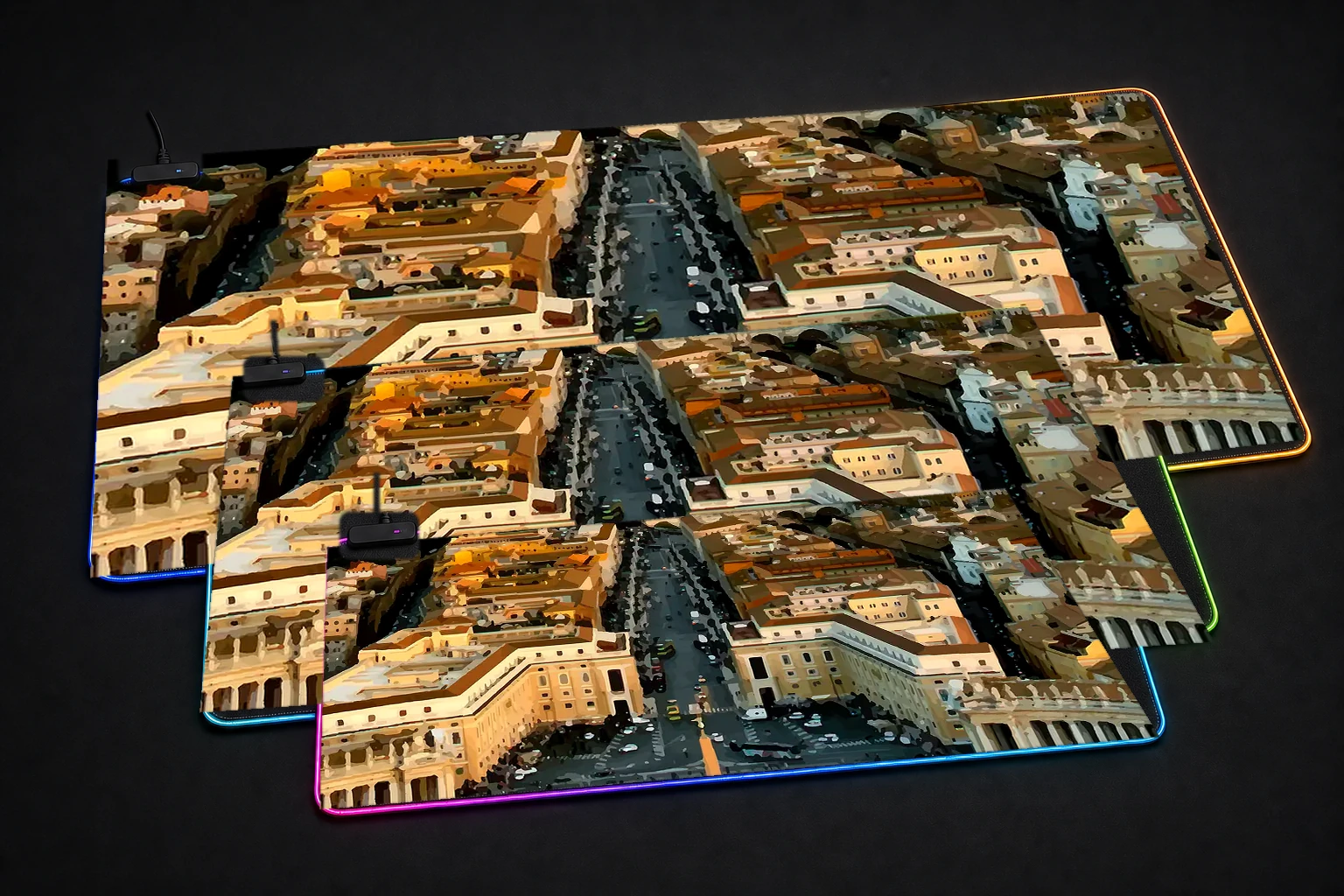 vatican rooms RGB Desk Mat three-size comparison